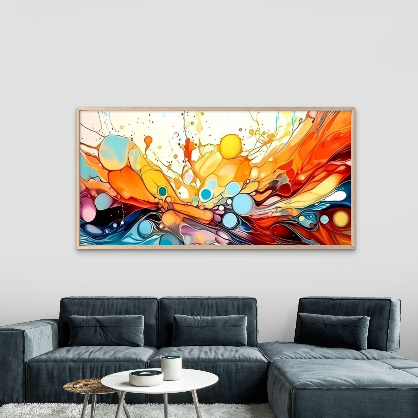Vibrant Cosmic Color Splash Wall Art Canvas Office Home Room Framed 120x60cm