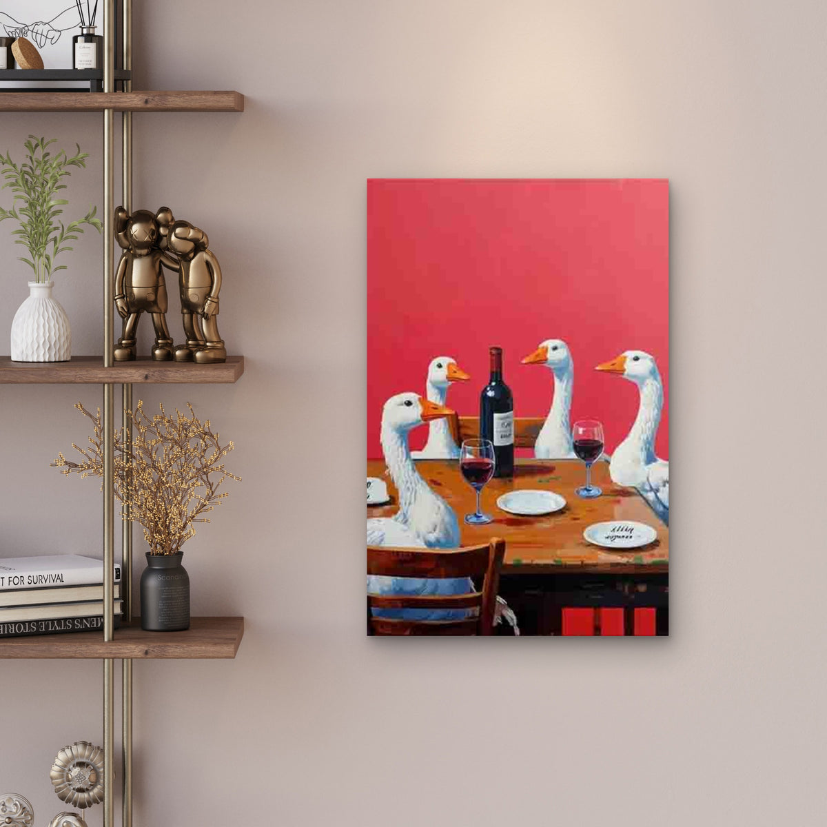 Featuring Geese Wine Tasting Metal Print Ready to Hang