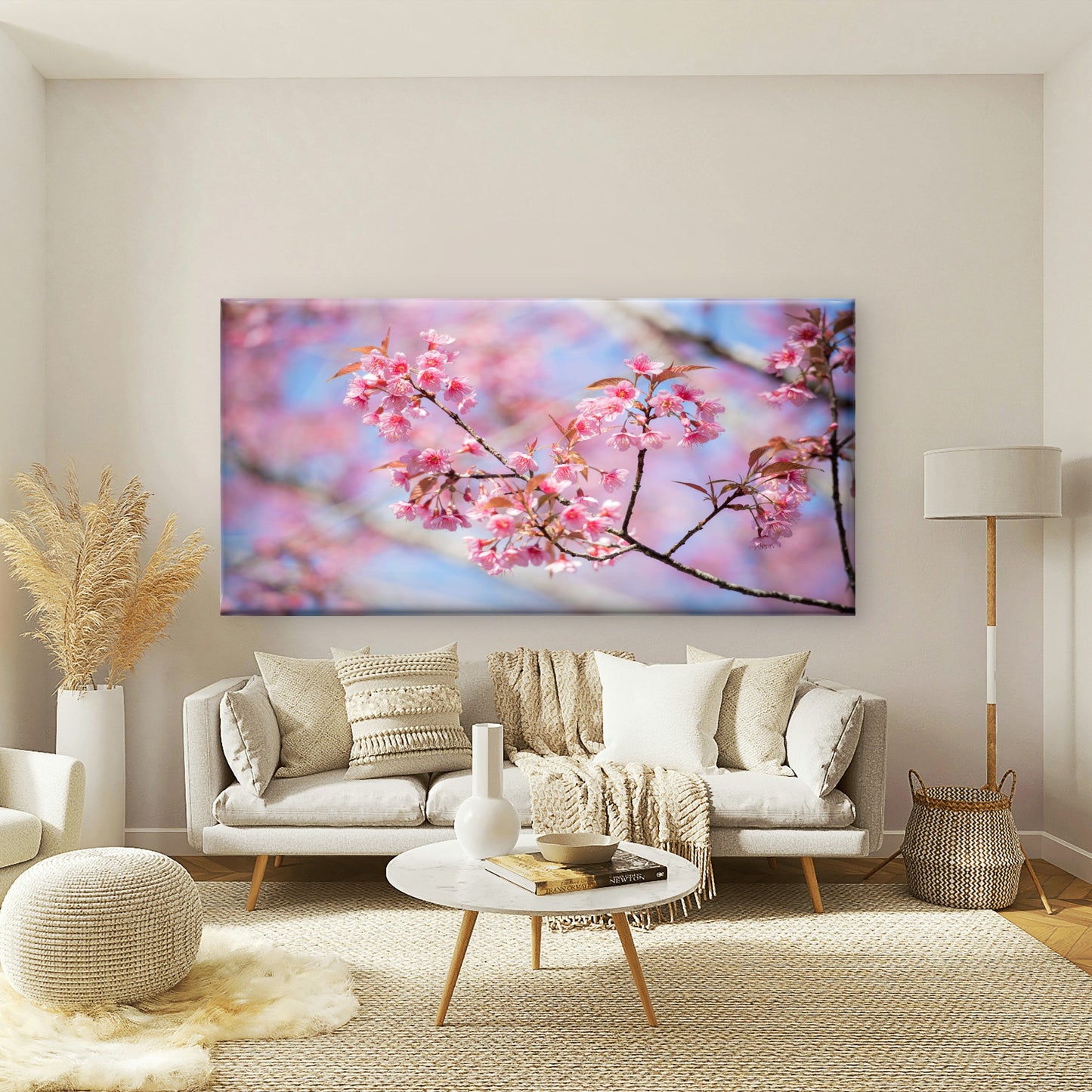 Thai Sakura In Bloom Wall Art Canvas Office Home Room Framed 120x60cm