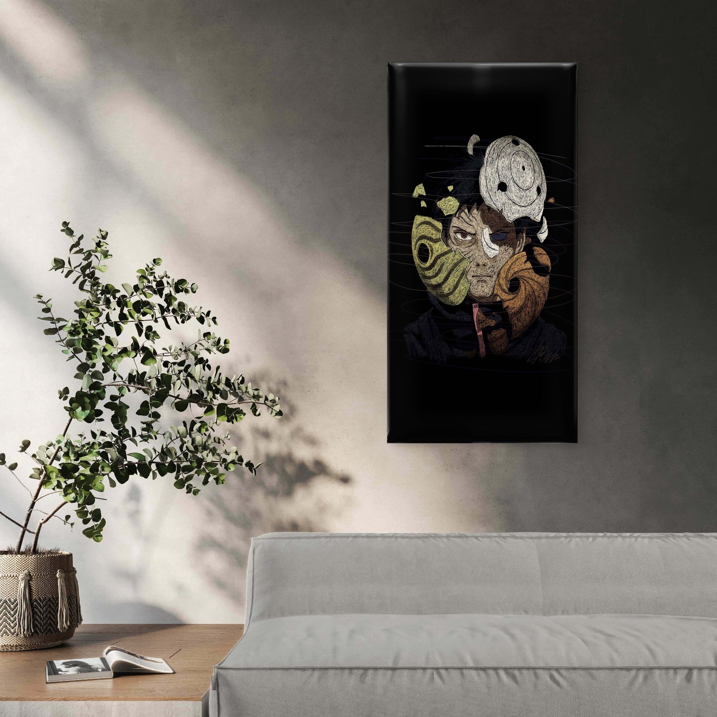 Anime Ninja Broken Mask Wall Art Canvas Office Home Room Framed 120x60cm