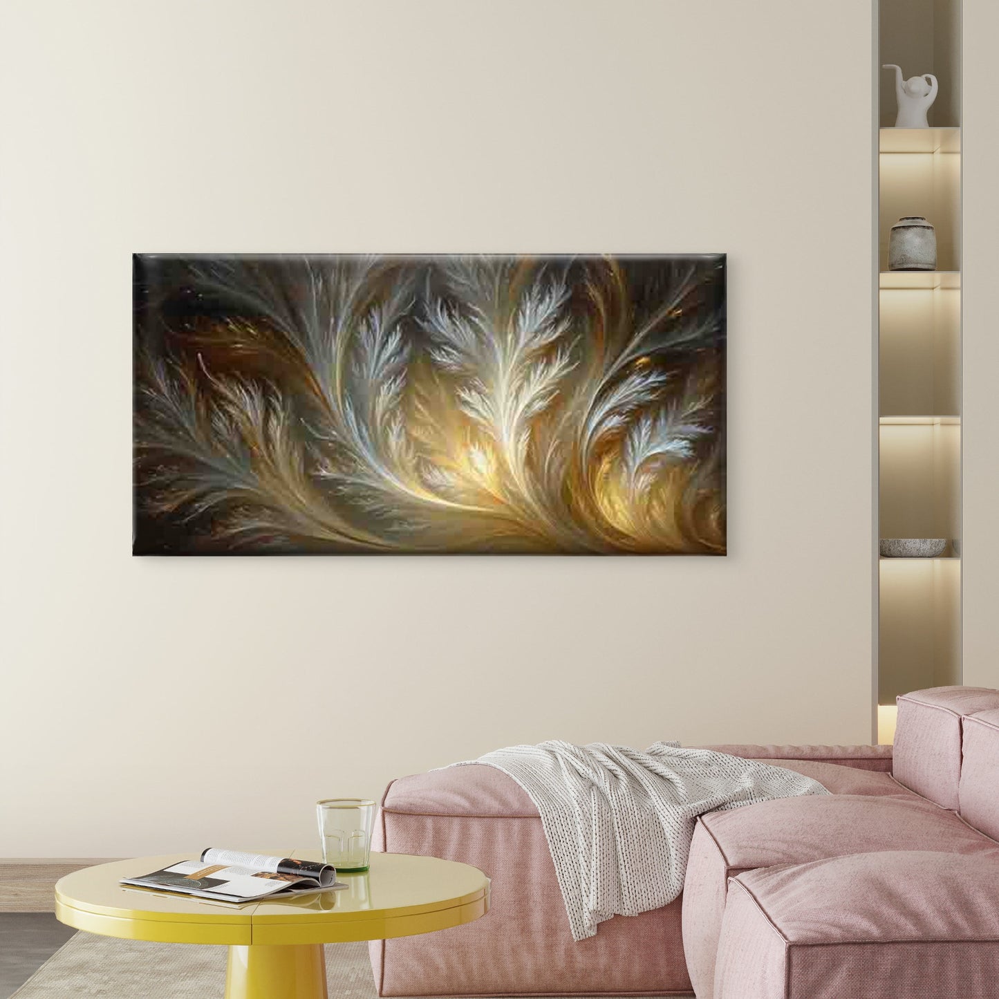 Modern Abstract Fractal Wall Art Canvas Office Home Room Framed 120x60cm - Bella Home Decor