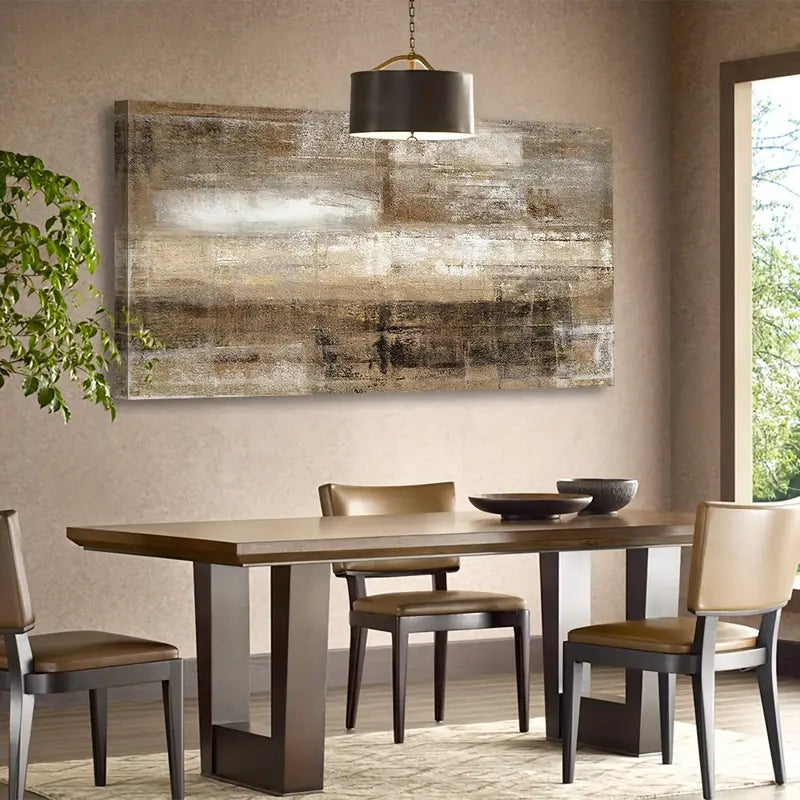 Vintage Abstract Retro Brown Wall Art canvas office home room framed 120x60cm - Bella Home Decor