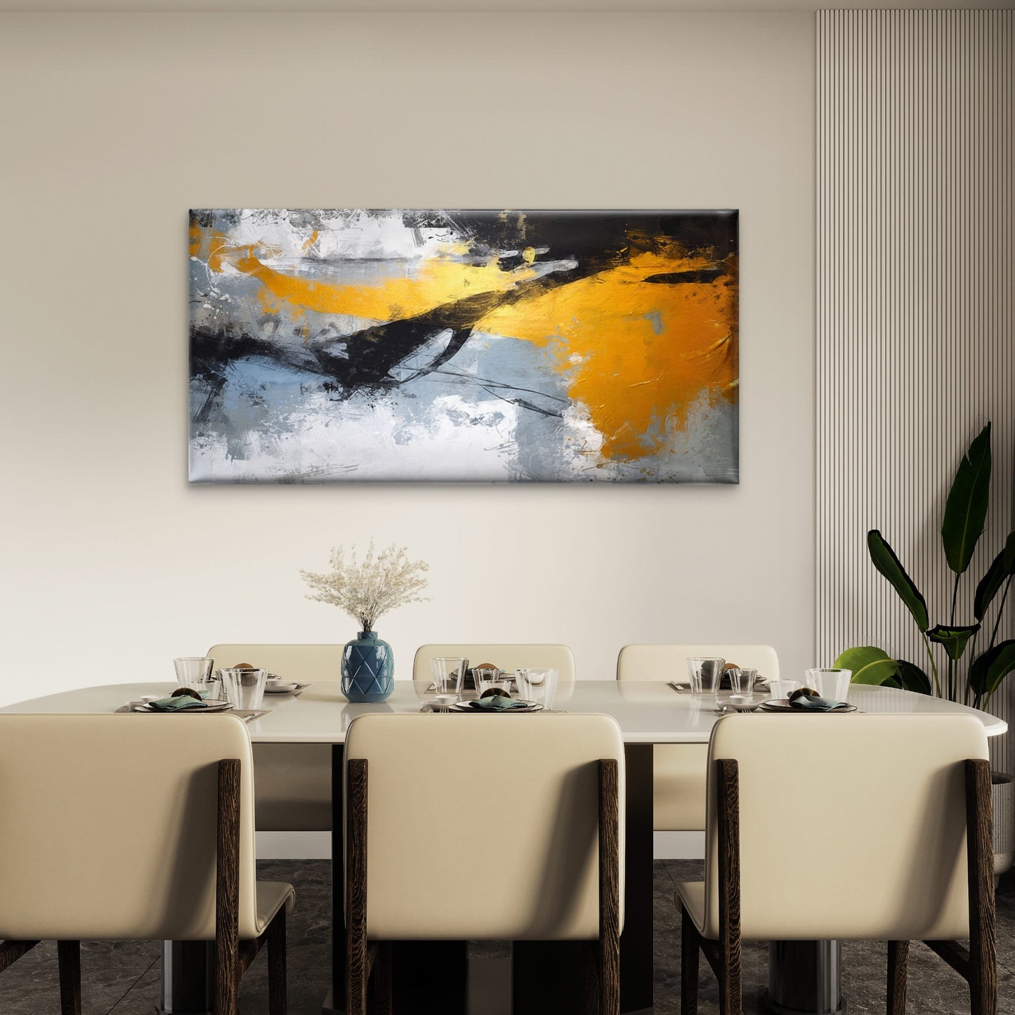 Abstract Gold Ochre Grey Black Wall Art Canvas Office Home Room Framed 120x60cm
