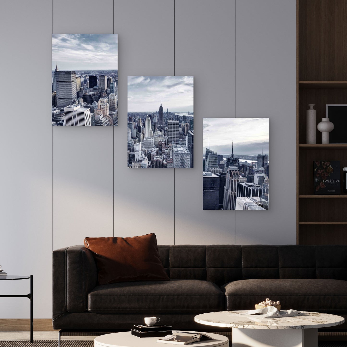 3pcs Skyscapes Overlooking Midtowm New York City Metal Print Ready to Hang Art