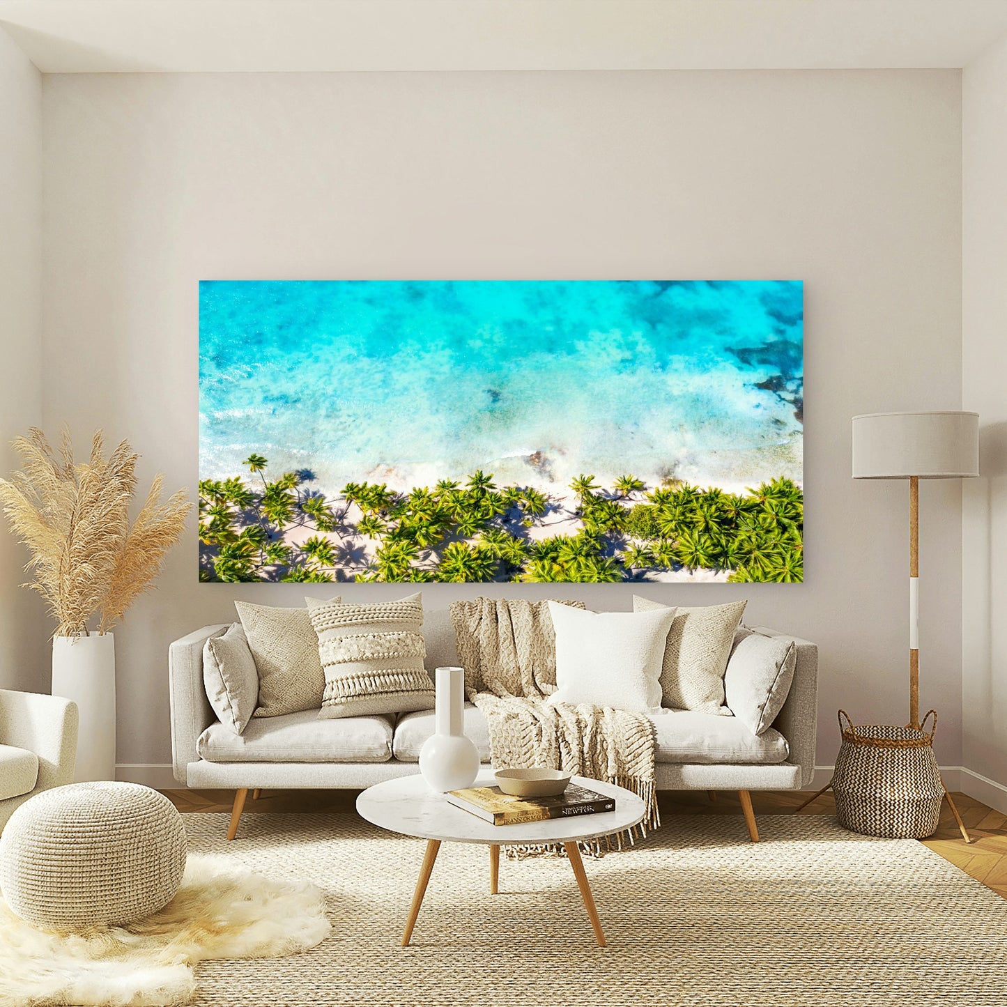 Beach Paradise From Above Wall Art Canvas Office Home Room Framed 120x60cm