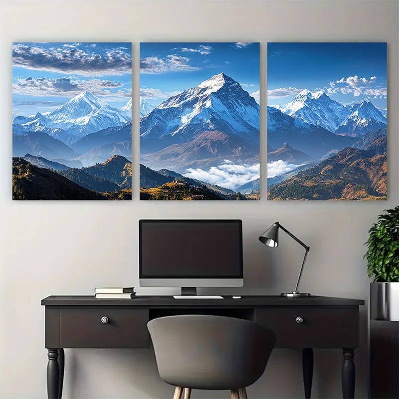 3pcs Tourist Attractions of Nepal Mount Everest Metal Print Ready to Hang Art