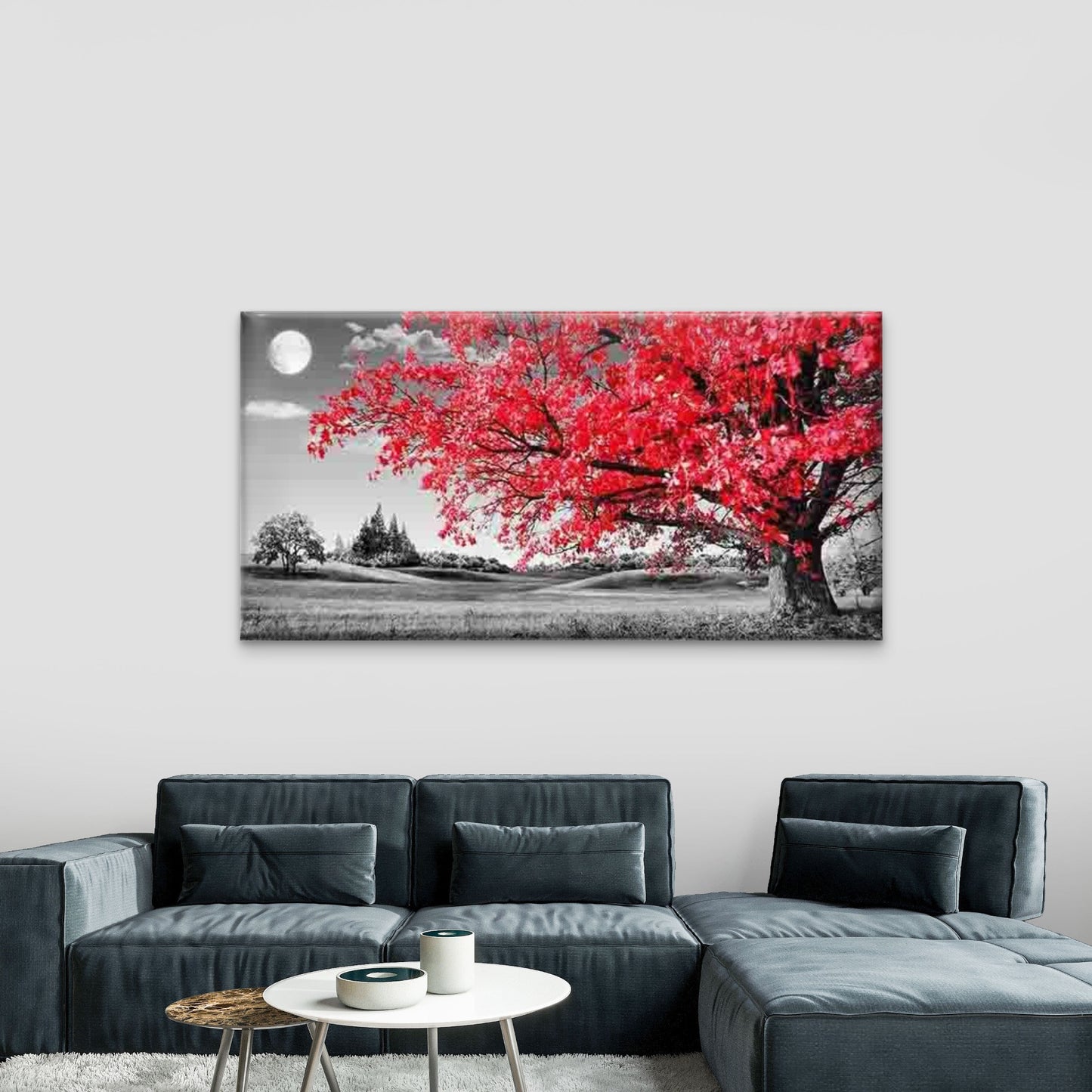 Autumn in Red Wall Art Canvas Office Home Room Framed 120x60cm - Bella Home Decor