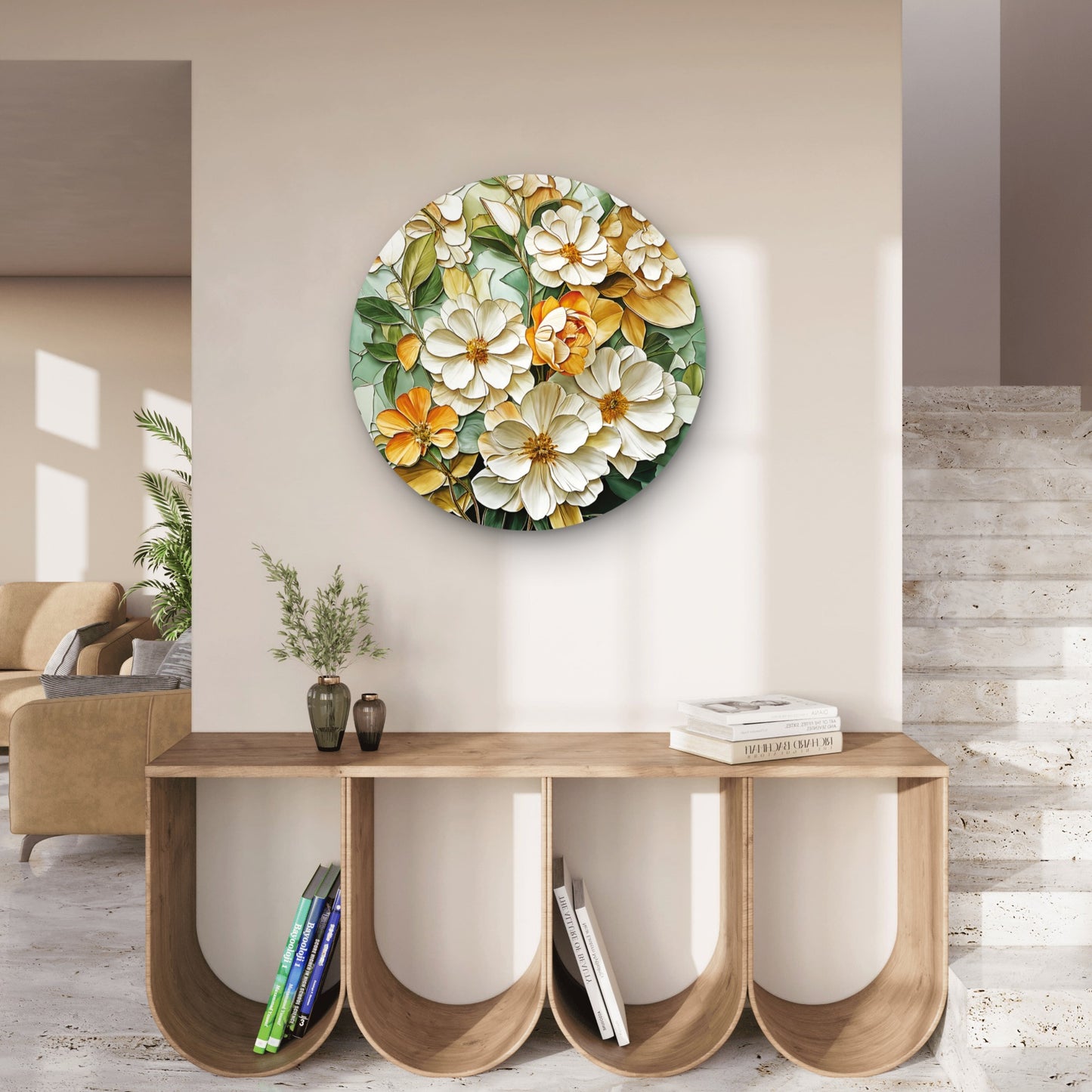 Botanical White Flower Acrylic Glass Rounded Print Tempered Glass Wall Art 100% Made in Australia Ready to Hang