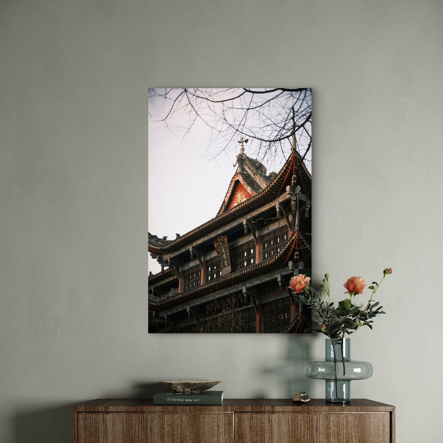 Traditional Asian Temple Pagoda Wood 40x60cm Metal Print Ready to Hang
