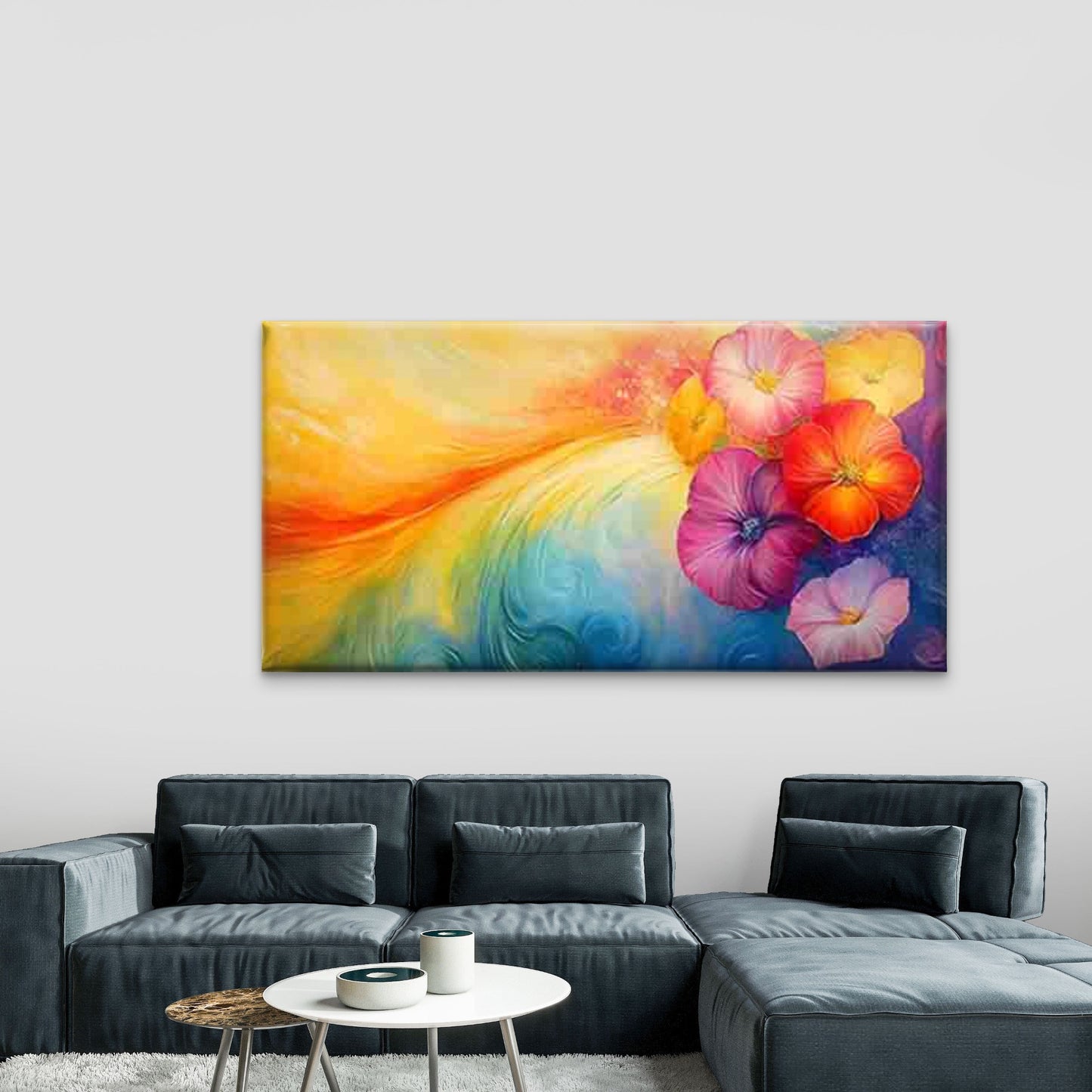 Vibrant of Blooming Flowers Wall Art Canvas Office Home Room Framed 120x60cm - Bella Home Decor