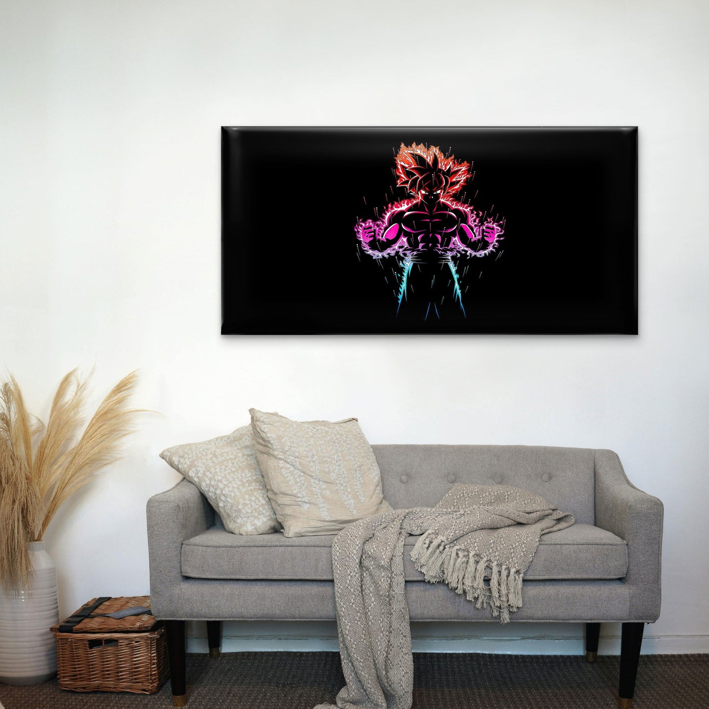 Dark Manga Power Glow Wall Art Canvas Office Home Room Framed 120x60cm