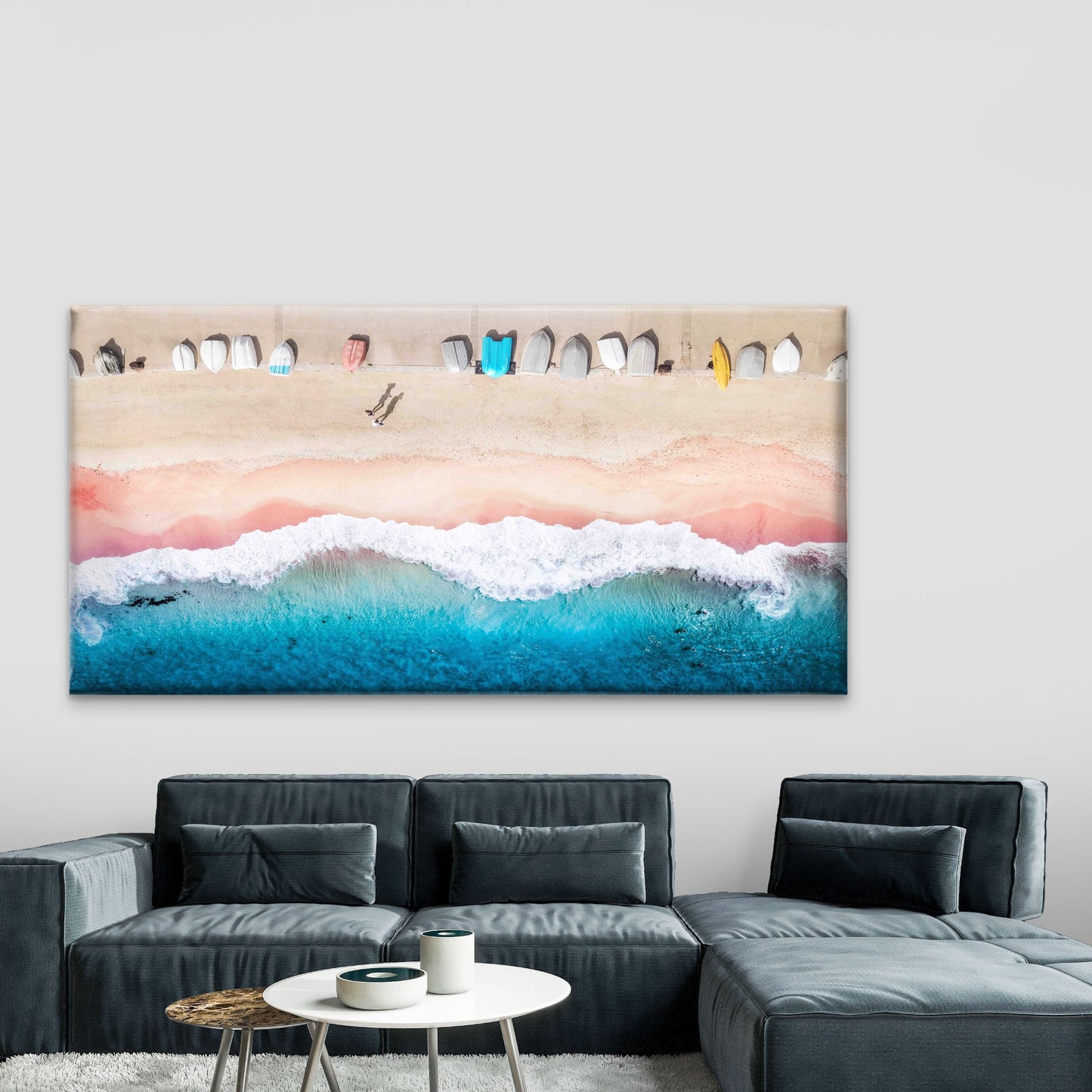 Aerial View of Beach Wall Art Canvas Office Home Room Framed 120x60cm