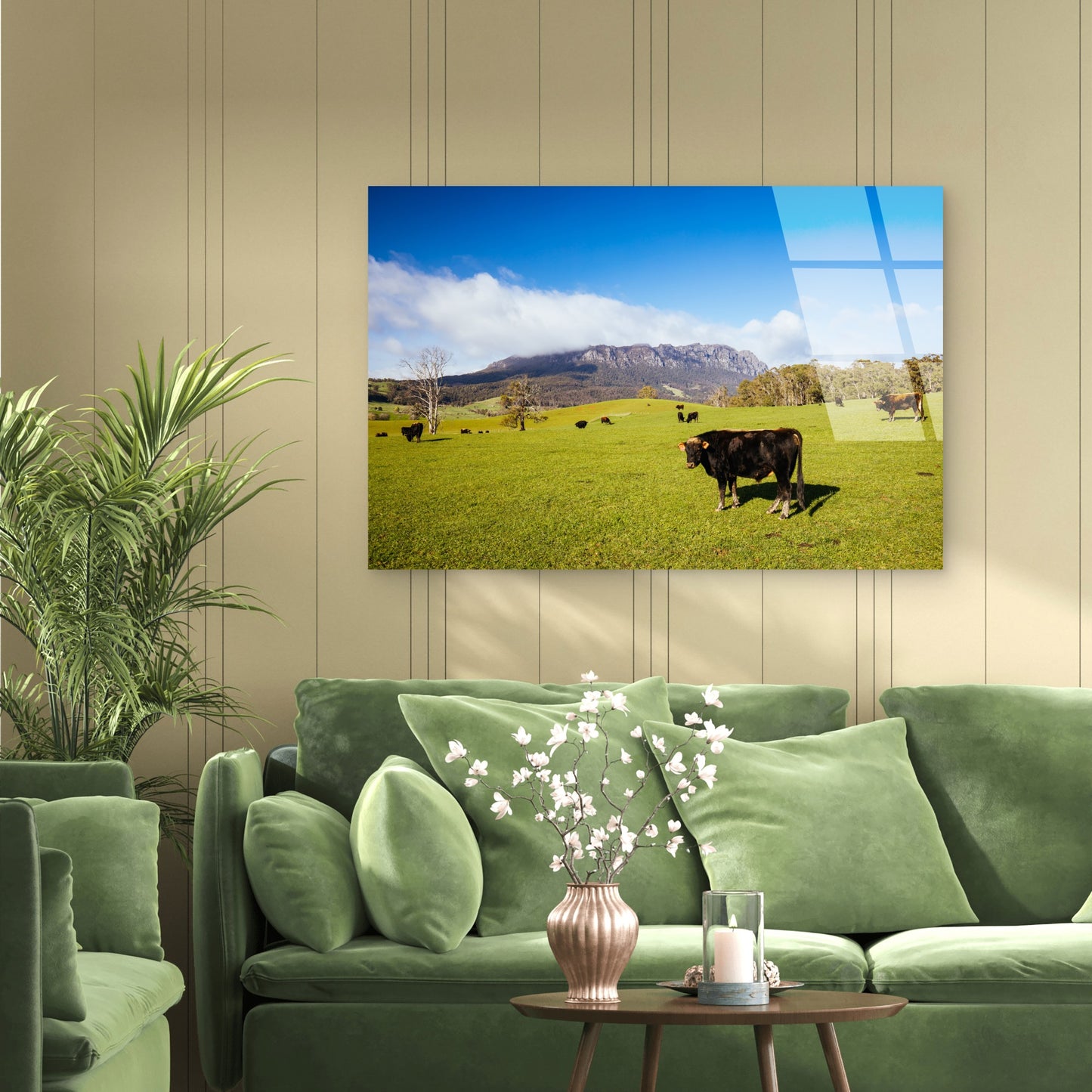 Mount Roland Tasmania Cattle Pasture Acrylic Glass Printing Wall Art Australian Made Quality