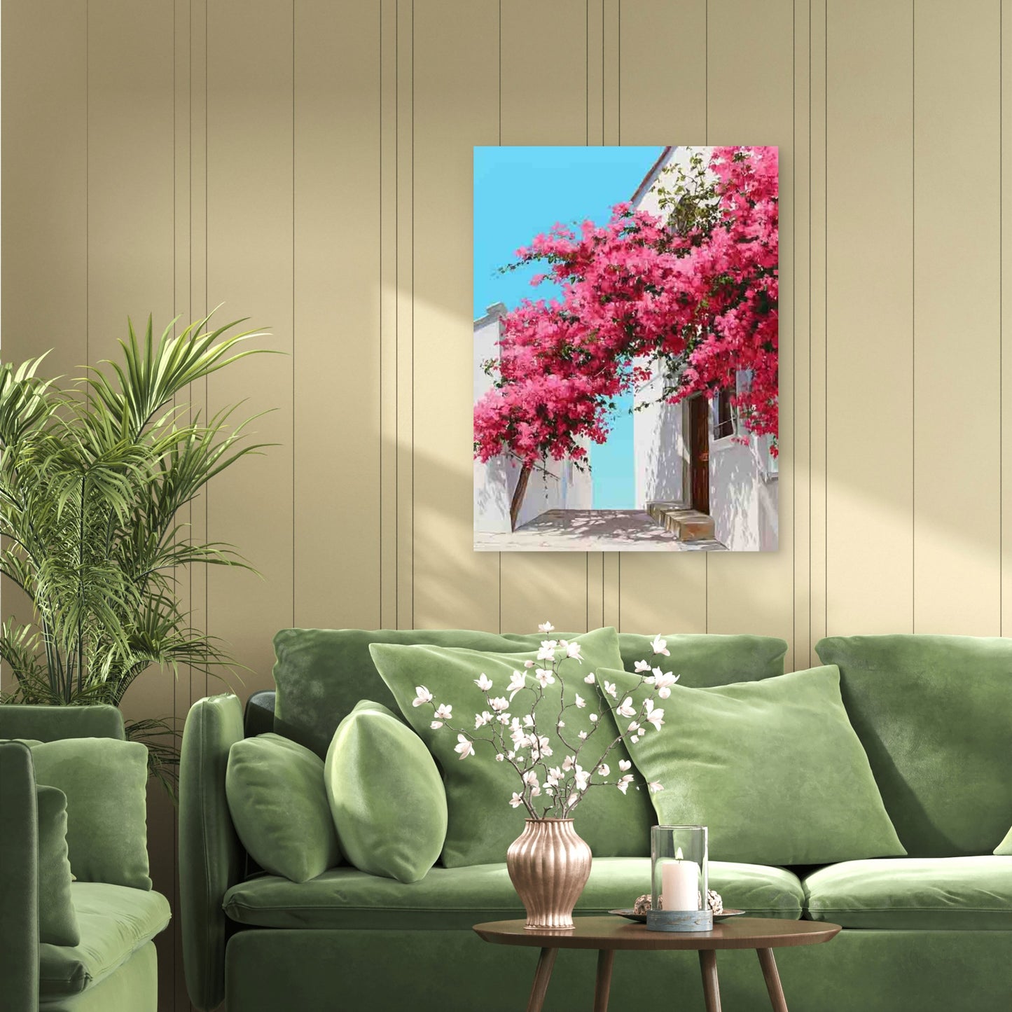Bougainvillea Plant with Pink Flowers 40x60cm Metal Print Ready to Hang