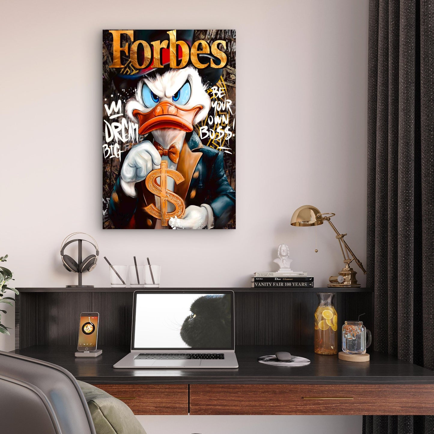 Wealthy Cartoon Duck Magazine 40x60cm Metal Print Ready to Hang
