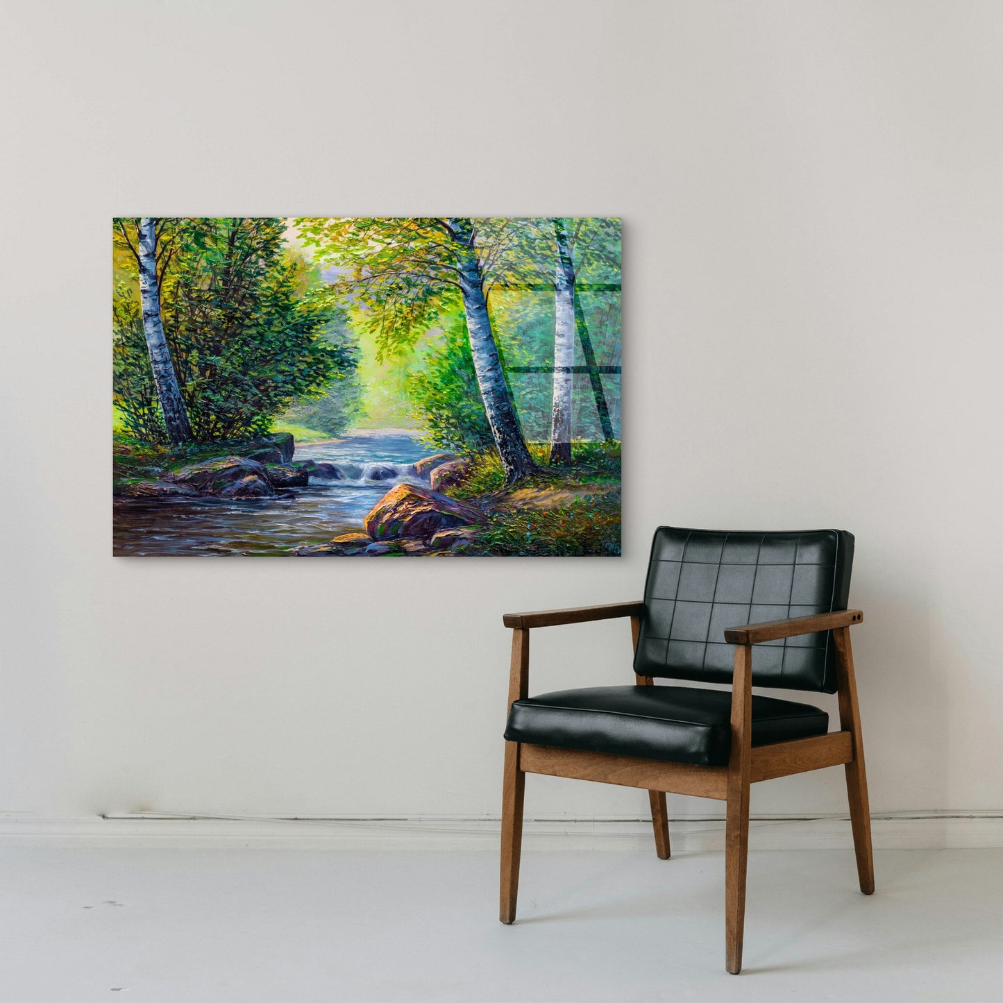 Impressionist Birch Tree Forest Creek Acrylic Glass Printing Wall Art Australian Made Quality