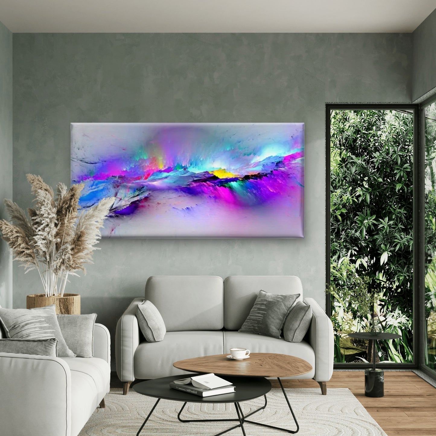 Multicolor Iridescent Swirls Wall Art Canvas Office Home Room Framed 120x60cm