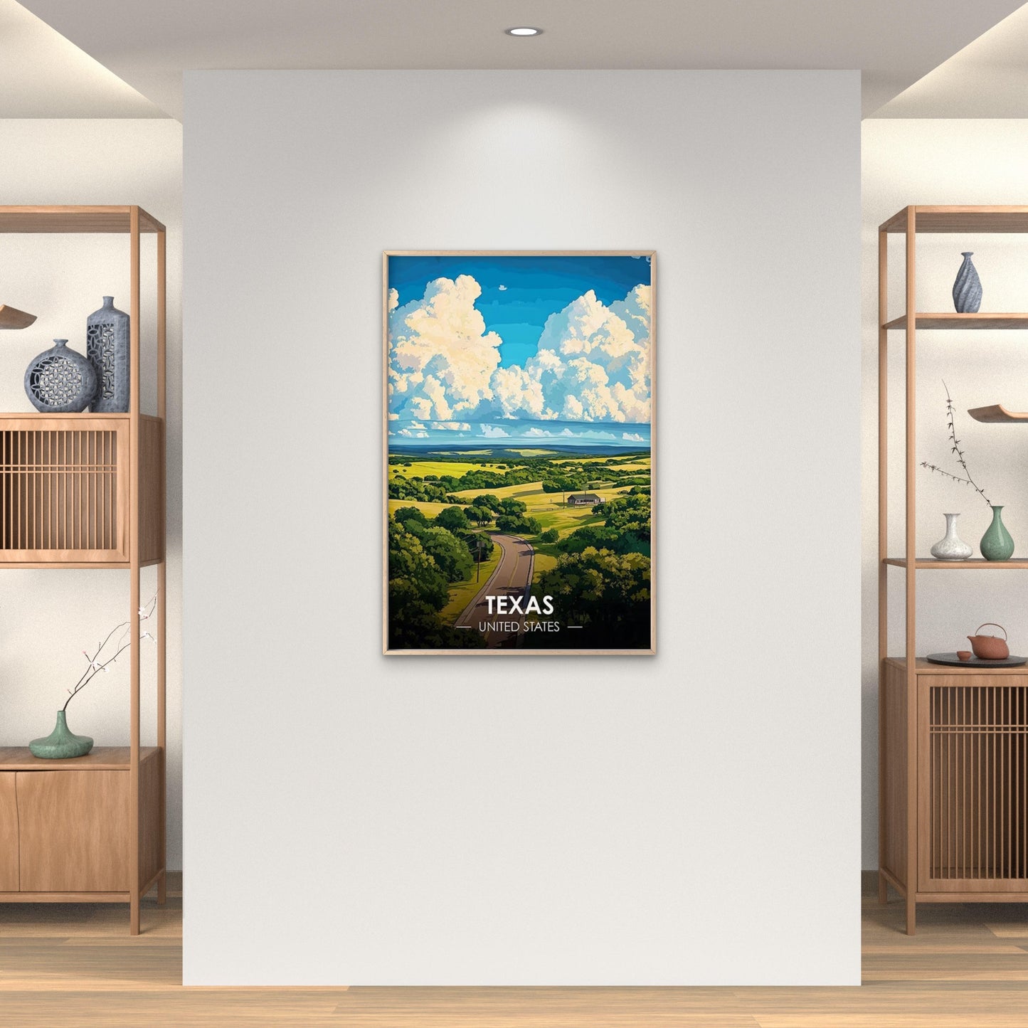 Texas Hill Country Winding Road View Travel Poster Print Wall Art