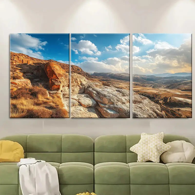3pcs Petra The Treasury Monastery Travel Wall Art Set Canvas Framed 40x60cm - High Quality Print 100% Australian Made Wall Canvas Ready to Hang