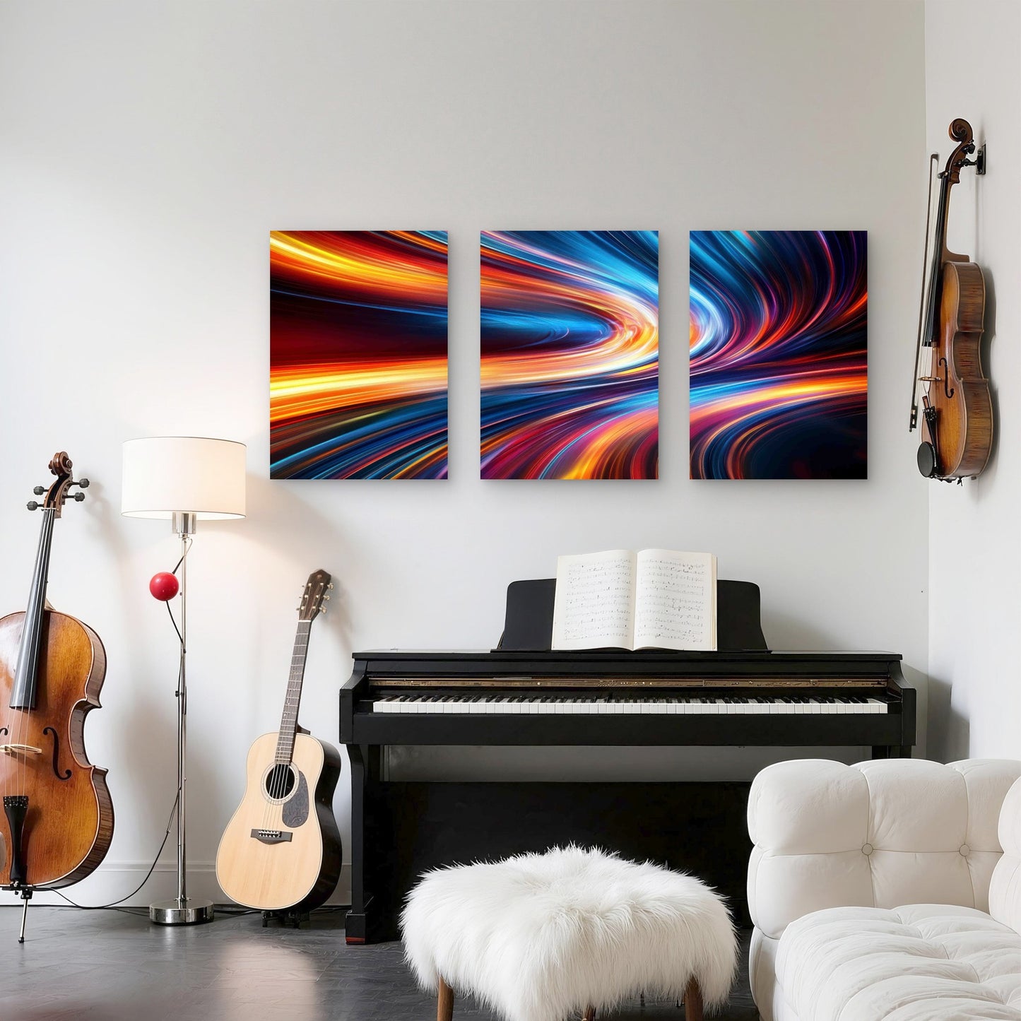 3pcs Spectrum Flashes Coloured Light Metal Print Ready to Hang Art