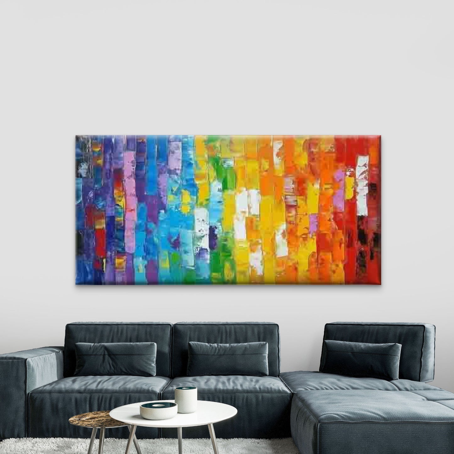 Vibrant Rainbow Colors Wall Art Canvas Office Home Room Framed 120x60cm