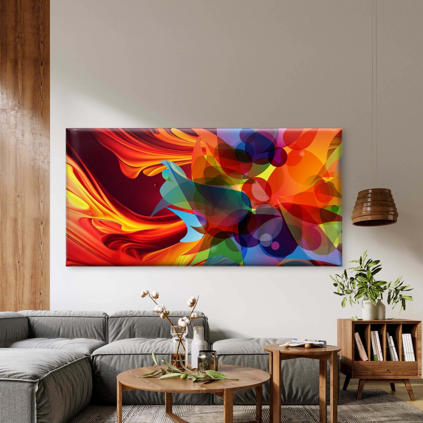 Vibrant Rhythms Of Abstract Wall Art Canvas Office Home Room Framed 120x60cm