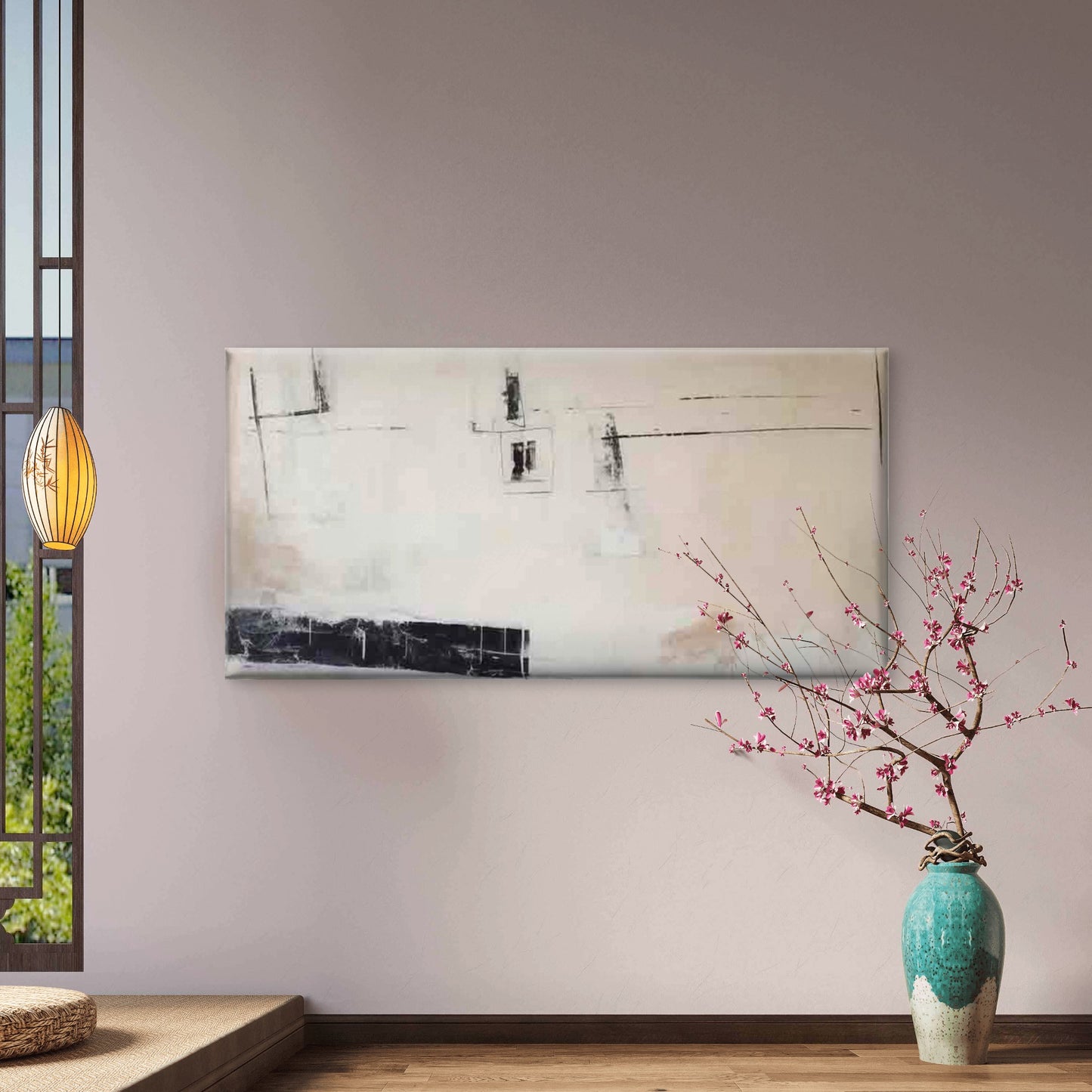Minimalist Abstract Geometric Wall Art Canvas Office Home Room Framed 120x60cm - Bella Home Decor