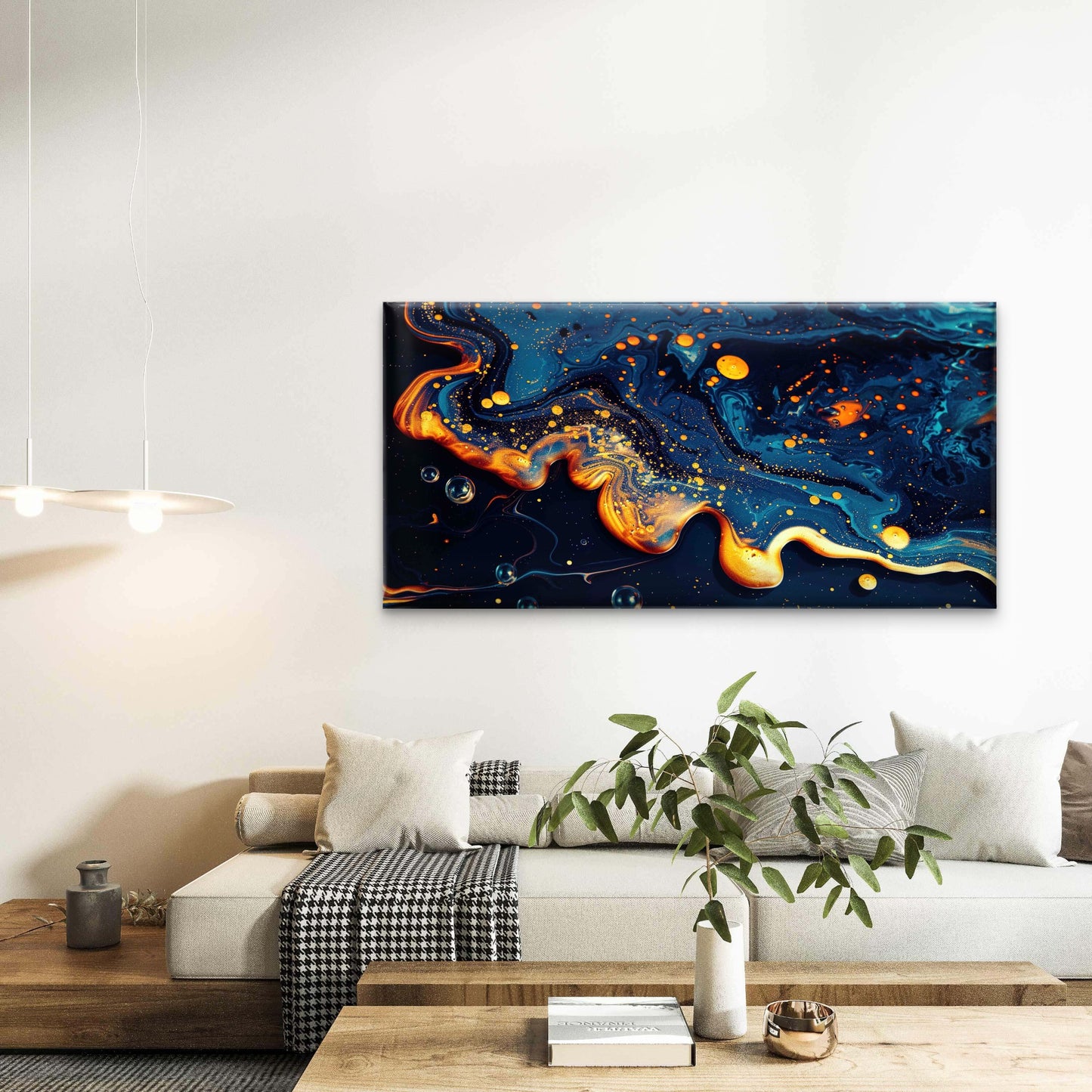 Abstract Liquid Art with Swirls Wall Art Canvas Office Home Room Framed 120x60cm - Bella Home Decor
