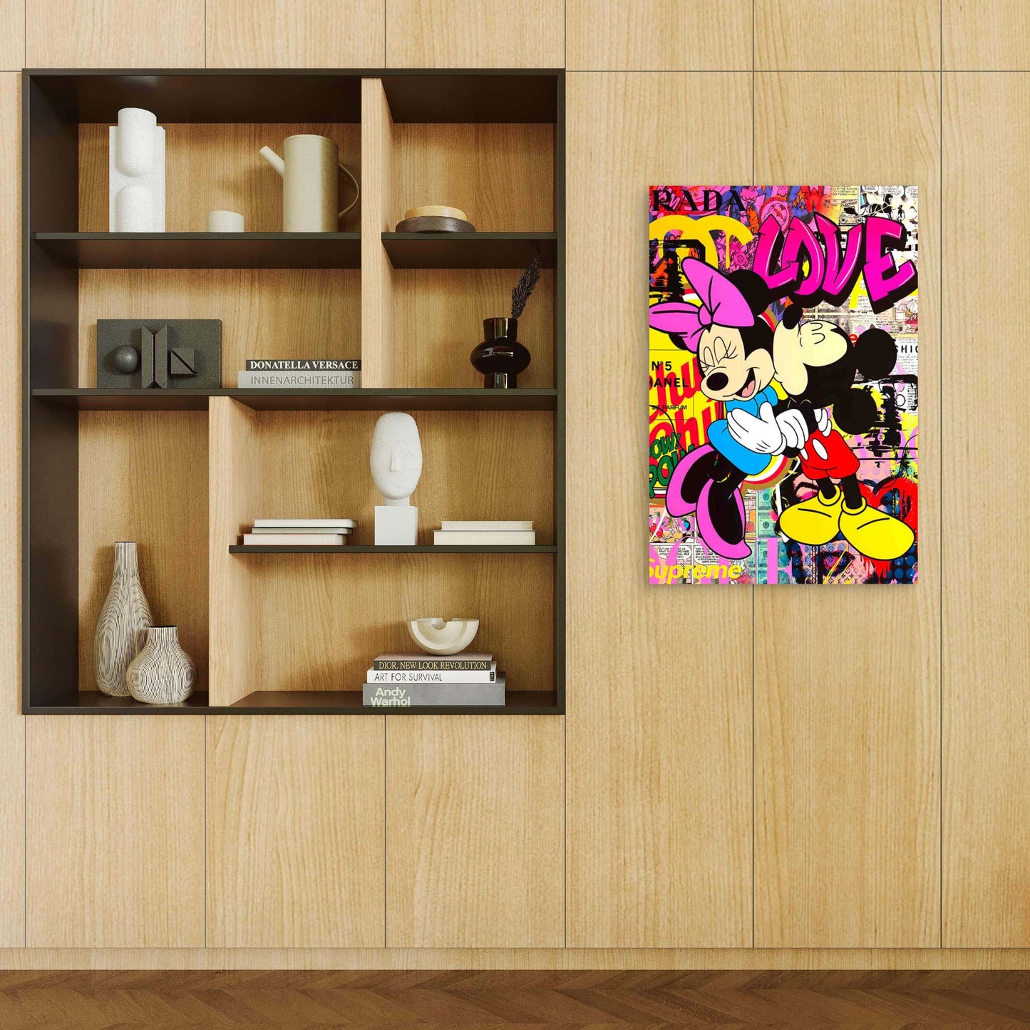 Retro Romantic Mice Couple Graffiti Art 40x60cm Metal Print Ready to Hang
