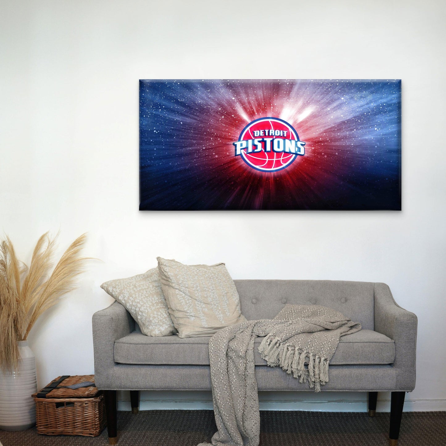 Cosmic Red Blue Basketball Wall Art Canvas Office Home Room Framed 120x60cm