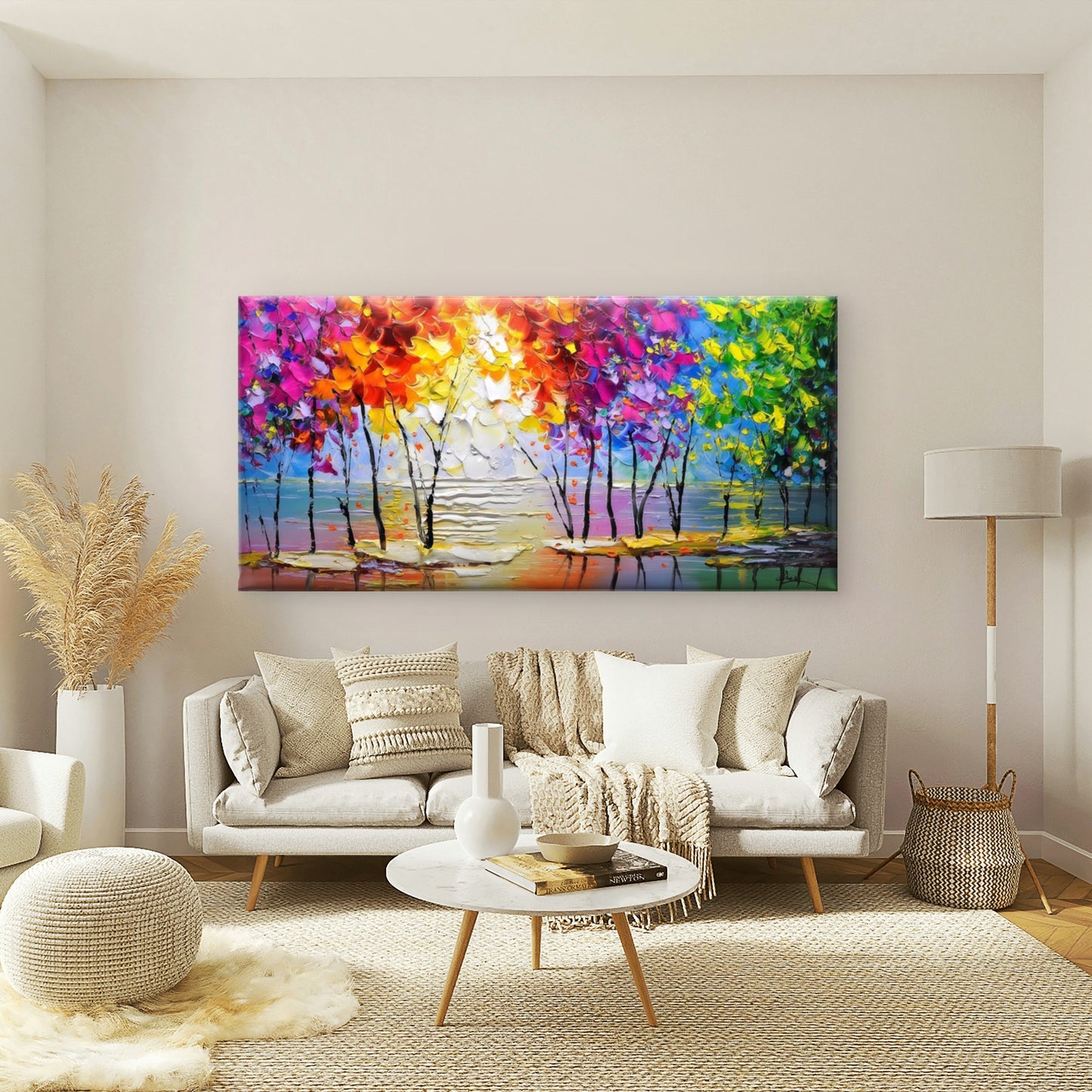 Modern Abstract Lake Sunset Wall Art Canvas Office Home Room Framed 120x60cm