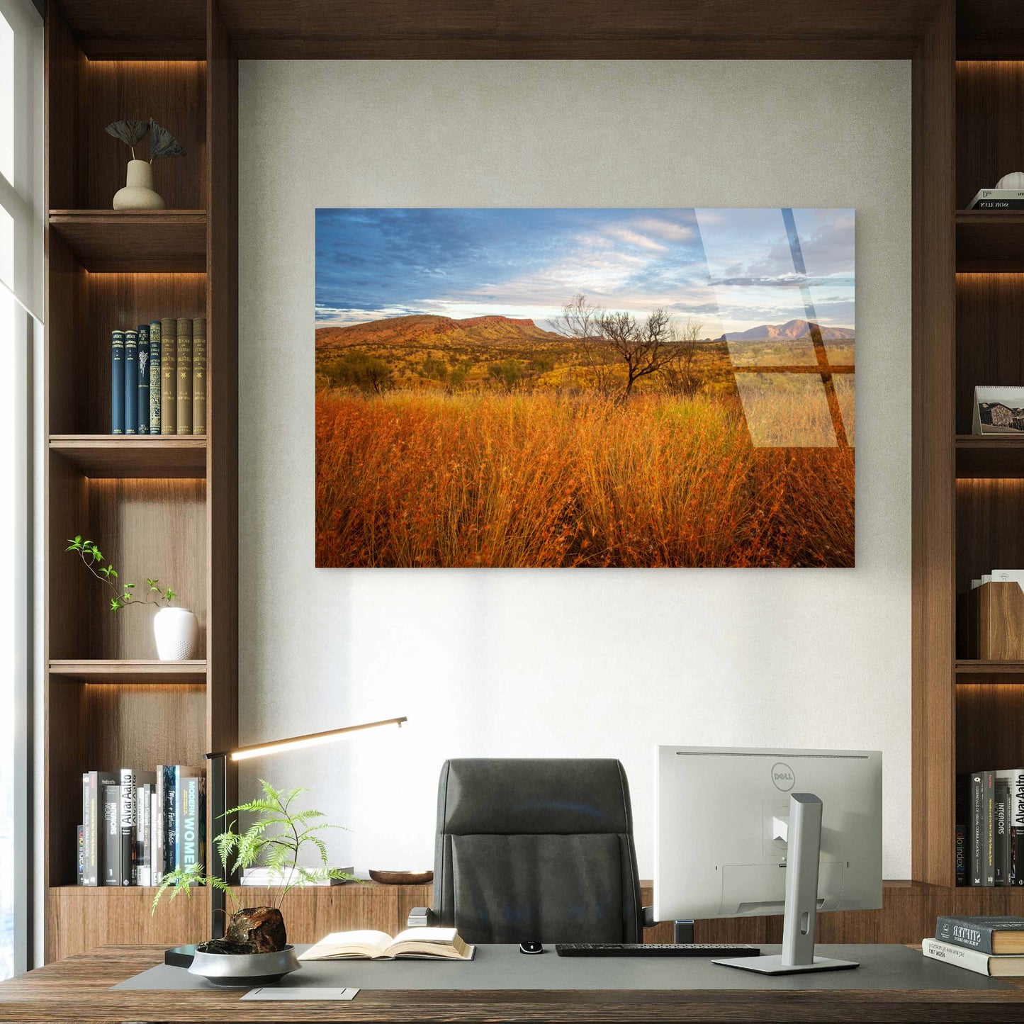 MacDonnell Ranges Desert Bush Grass Acrylic Glass Printing Wall Art Australian Made Quality