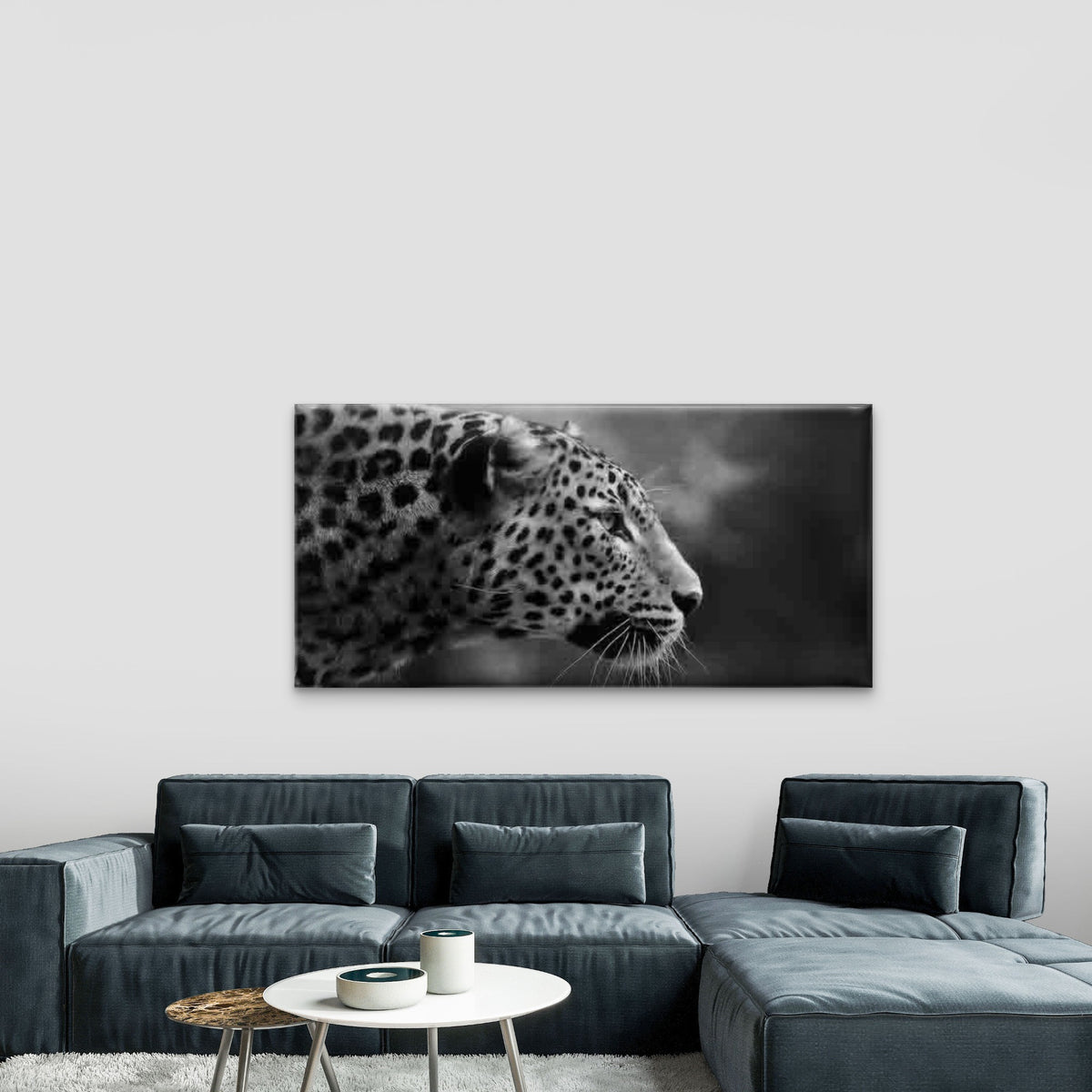 Close-Up of a Leopard'S Face Wall Art Canvas Office Home Room Framed 120x60cm