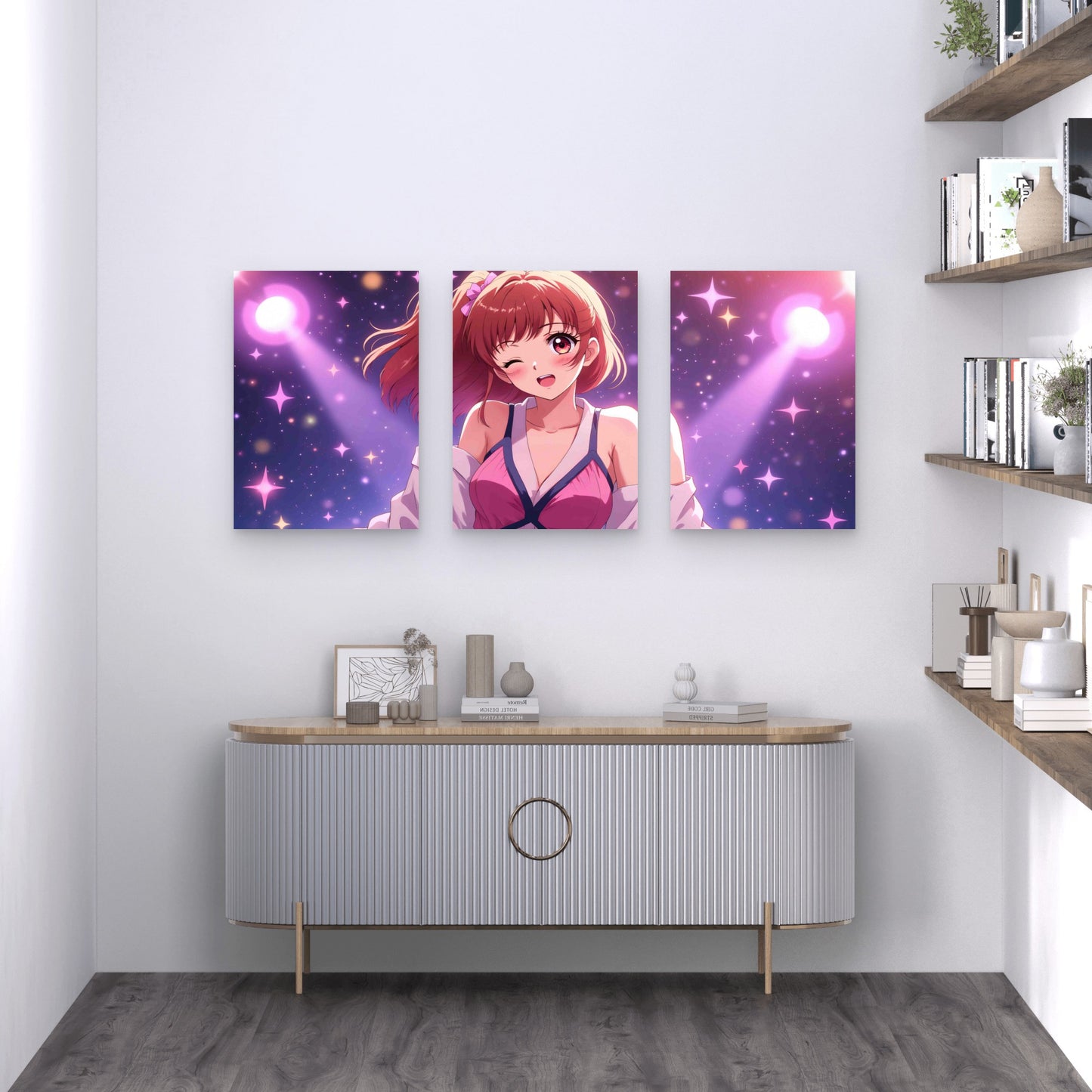 3pcs The Radiant Star's Winning Wink Metal Print Ready to Hang Art