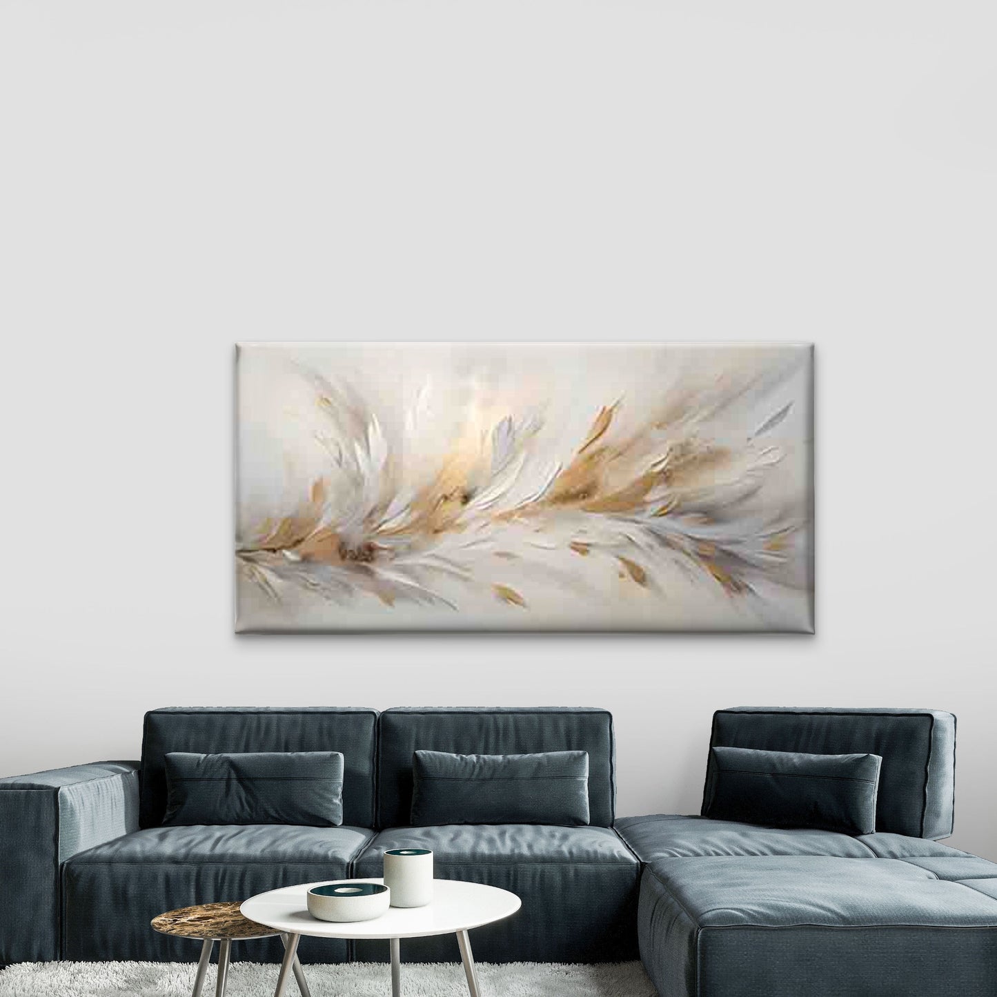 Abstract Dynamic Feather Wall Art Canvas Office Home Room Framed 120x60cm - Bella Home Decor