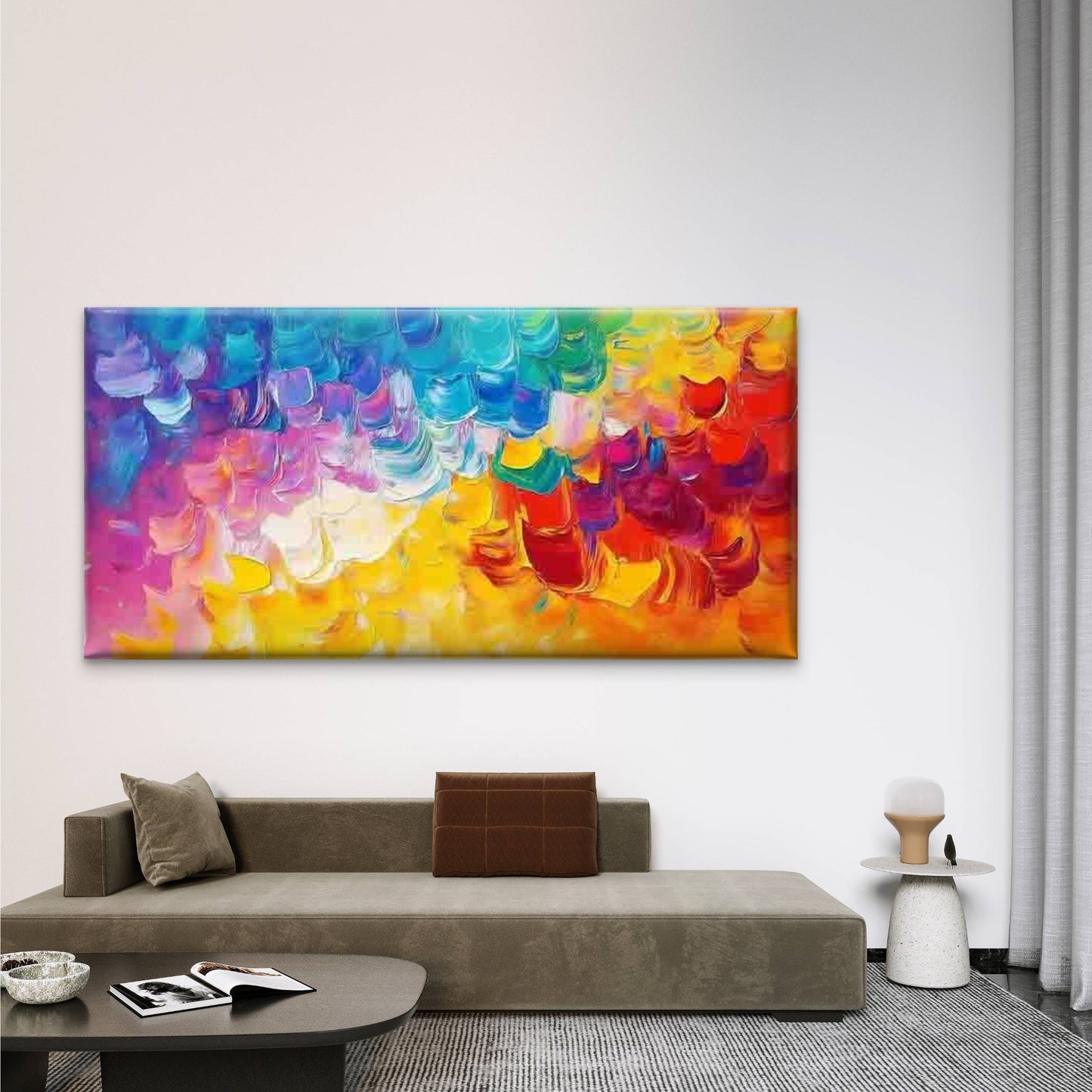 Abstract Multicolor Swirling Wall Art Canvas Office Home Room Framed 120x60cm