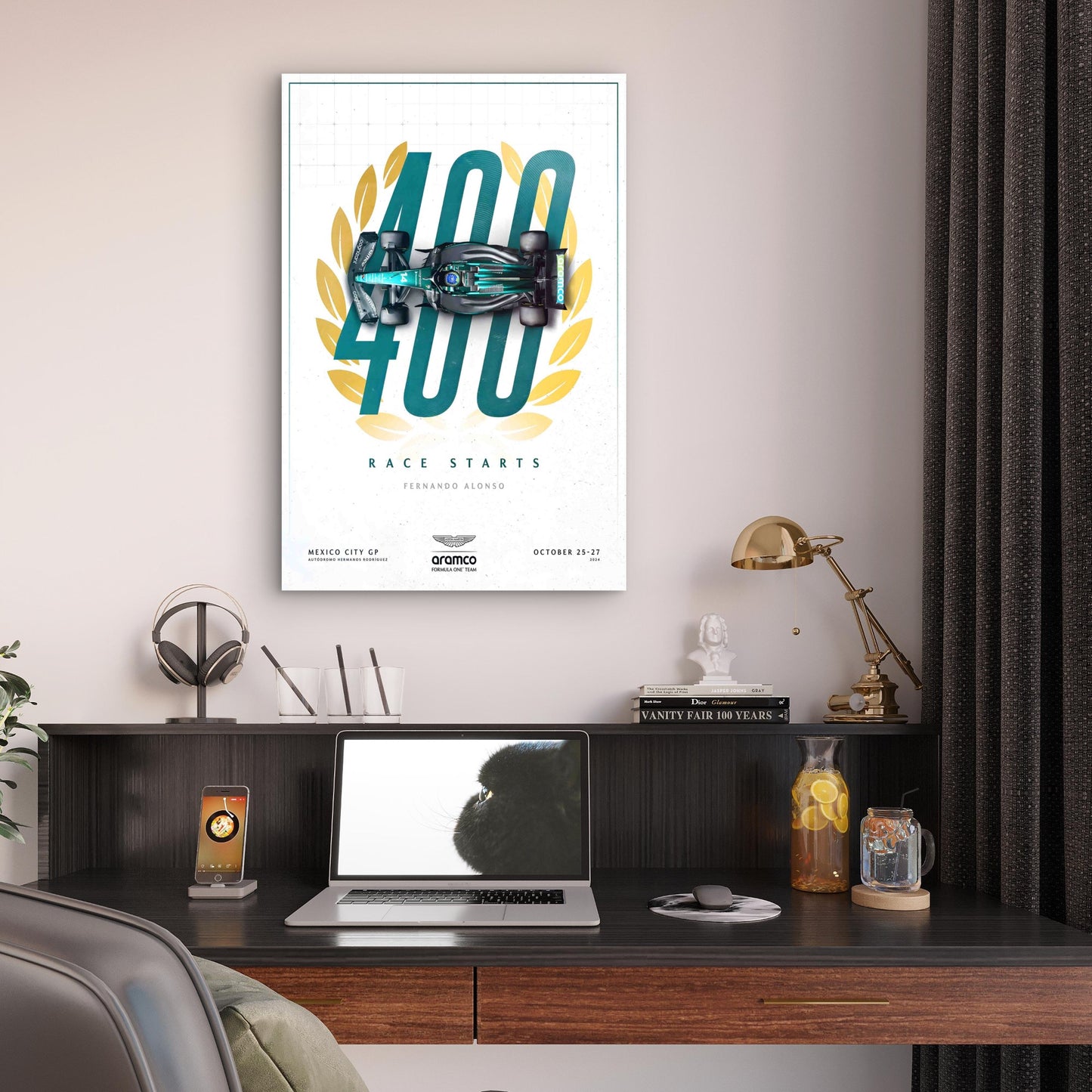 British Racing Green Formula 1 Racing Car 40x60cm Metal Print Ready to Hang