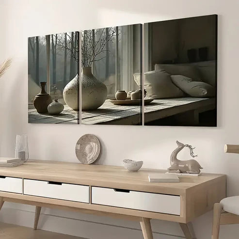 3pcs Ready to Hanging Art Natural Landscape Potted Art Wall Art Set Canvas Unframed - High Quality Print 100% Australian Made Wall Canvas