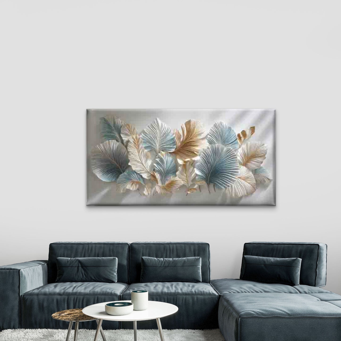 Blue and Marbling Contemporary Wall Art Canvas Office Home Room Framed 120x60cm - Bella Home Decor