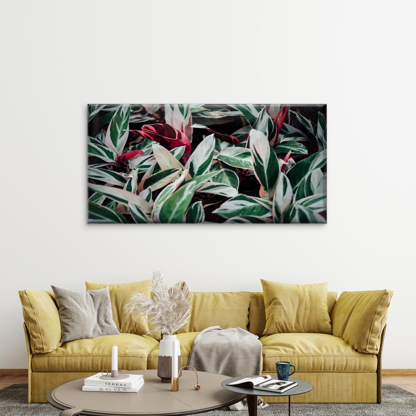 Abstract Background Flowers Wall Art Canvas Office Home Room Framed 120x60cm - Bella Home Decor