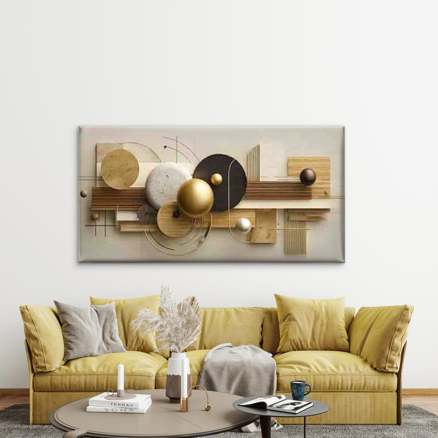 Geometric Abstract Wall Art Canvas Office Home Room Framed 120x60cm - Bella Home Decor