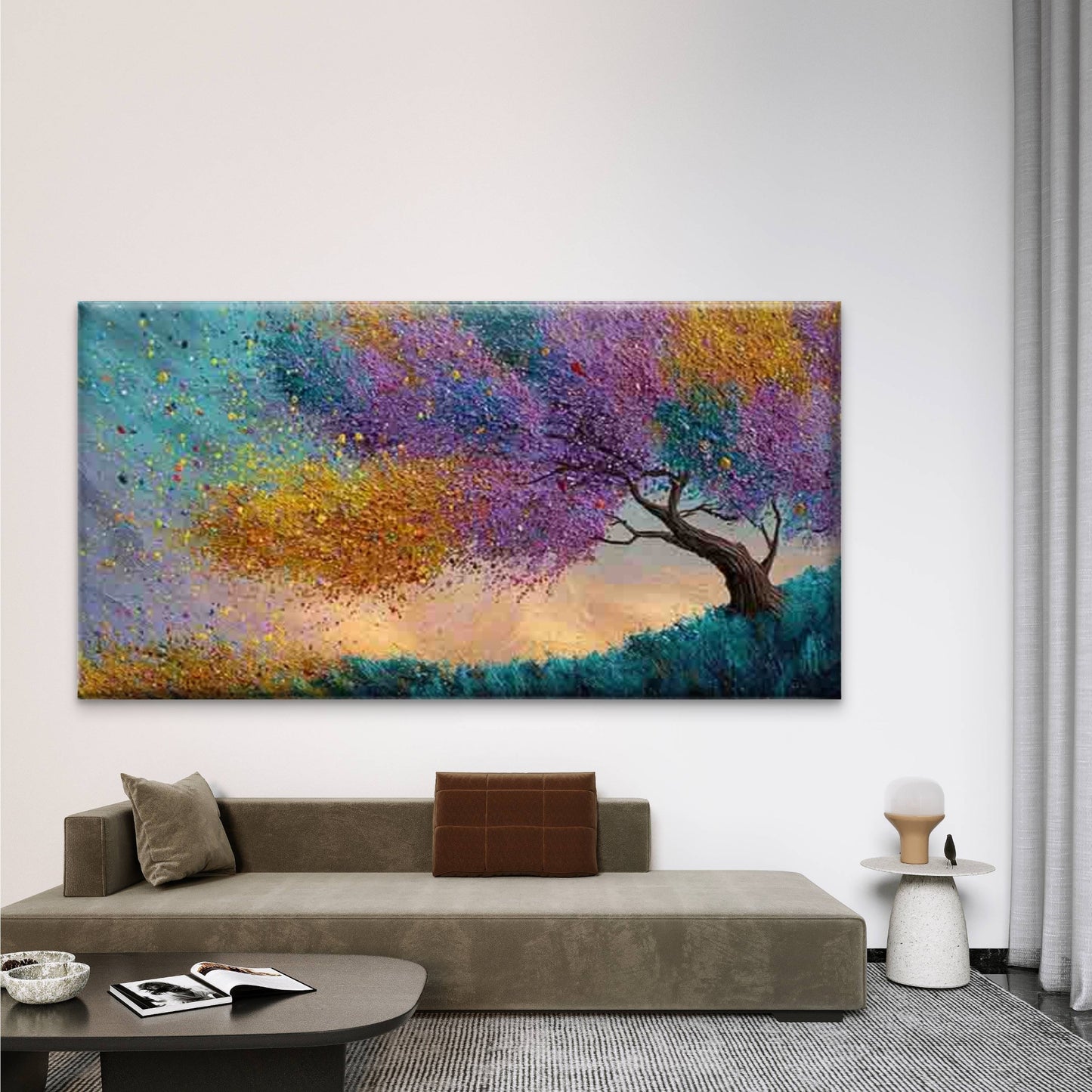 Colorful Abstract Tree Design Wall Art Canvas Office Home Room Framed 120x60cm