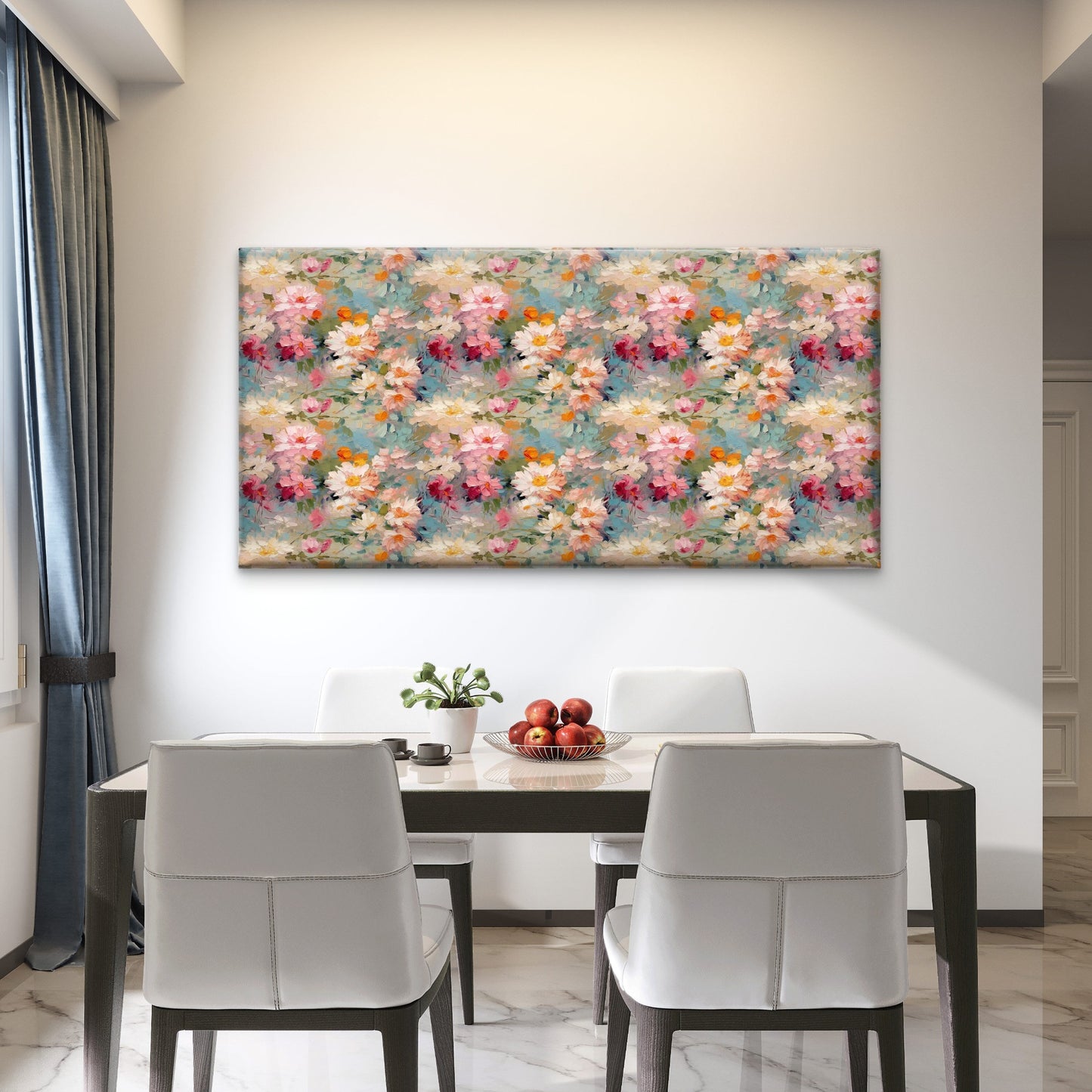 Vintage Wildflower Landscape Wall Art Canvas Office Home Room Framed 120x60cm