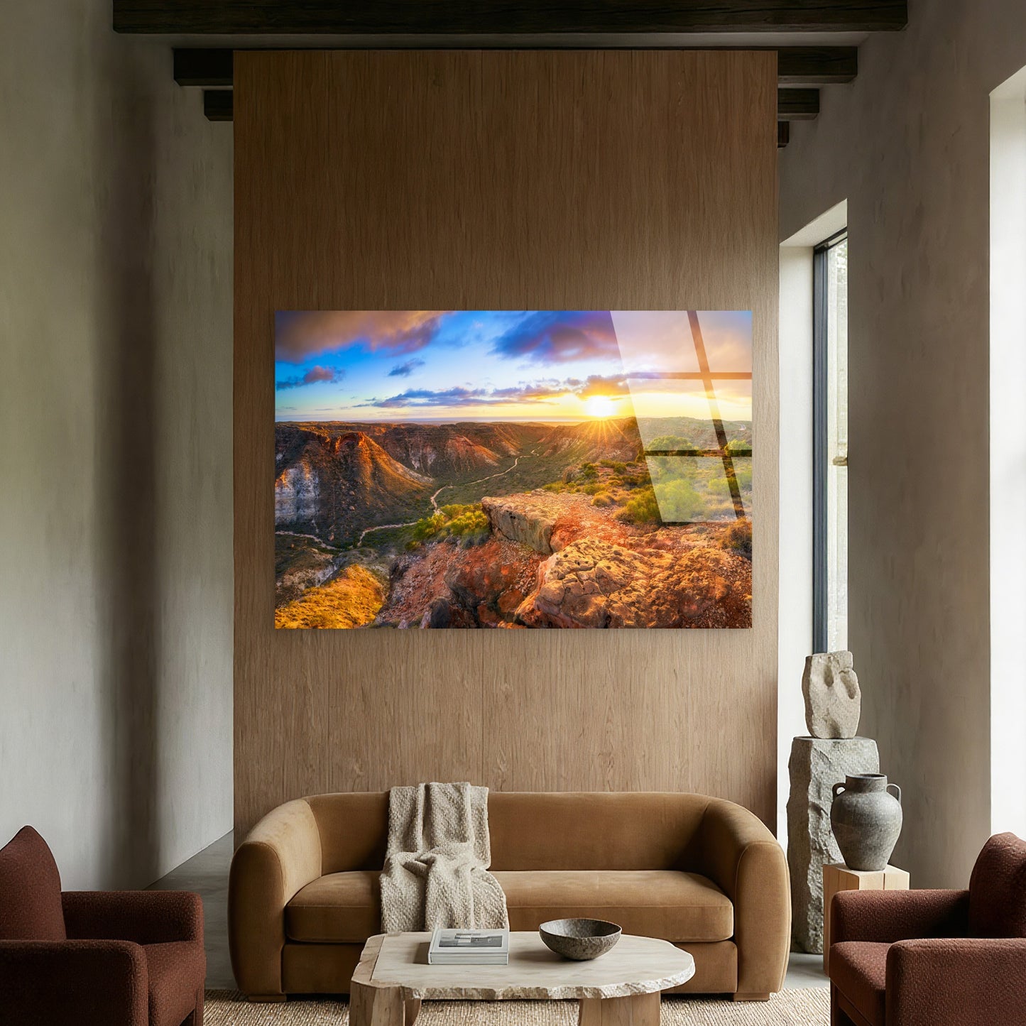Outback Canyon Sunset Mountain View Acrylic Glass Printing Wall Art Australian Made Quality