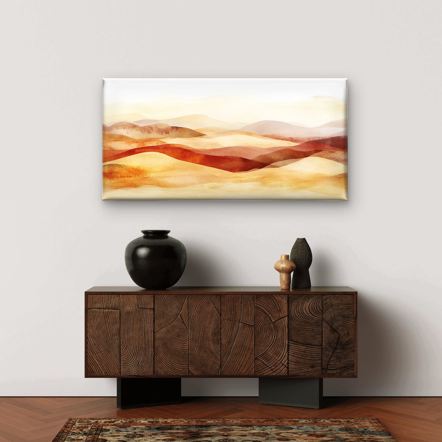 Abstract Earthy Dunes Wall Art Canvas Office Home Room Framed 120x60cm