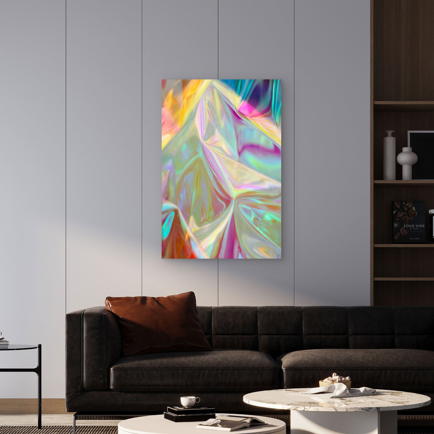 Ethereal Folds Of Neon Silk 40x60cm Metal Print Ready to Hang