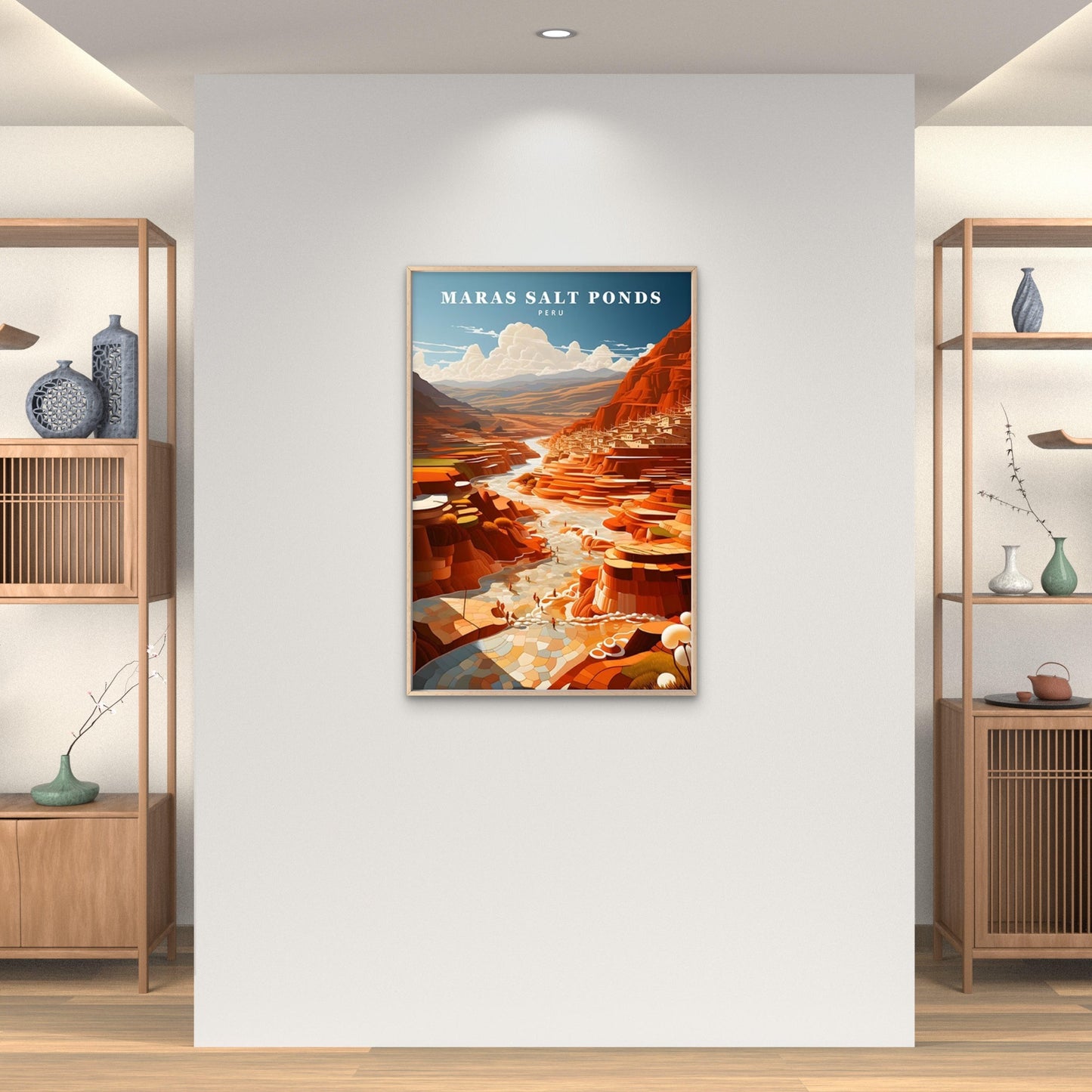 Peru's Stunning Maras Salt Ponds View Travel Poster Print Wall Art