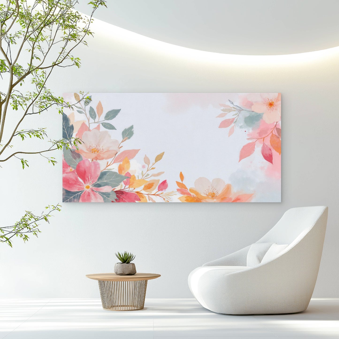Floral Watercolor Botanical Art Wall Art Canvas Office Home Room Framed 120x60cm - Bella Home Decor