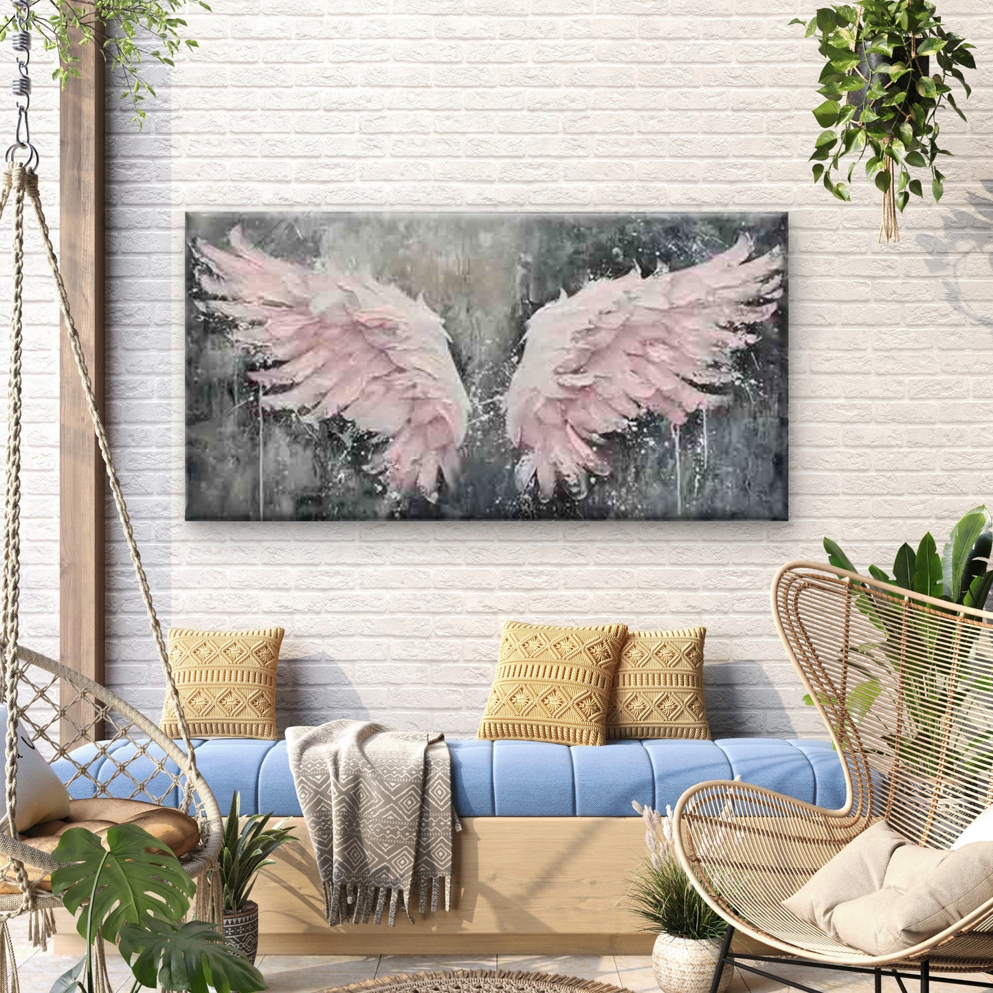 Abstract Angel Wings Wall Art Canvas Office Home Room Framed 120x60cm