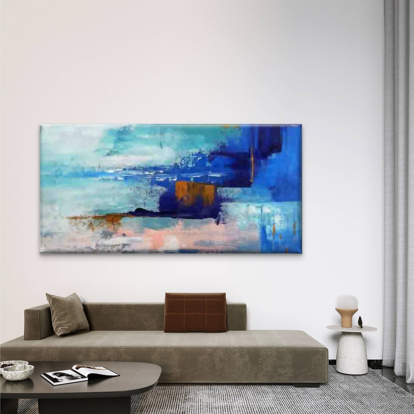 Abstract Landscape Painting Wall Art Canvas Office Home Room Framed 120x60cm - Bella Home Decor